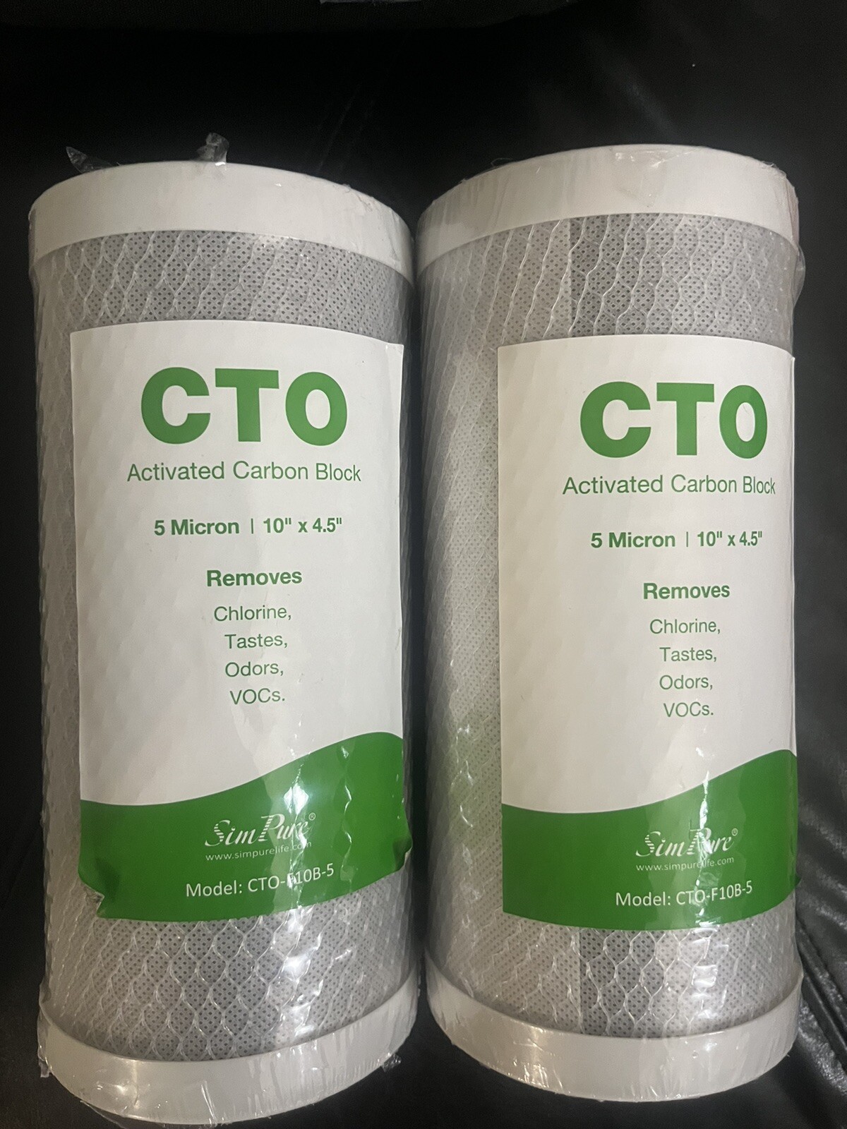 Lot Of 2 SimPure CTO-F10B-5 Activated Carbon Block CTO Water Filter 10X4.5″