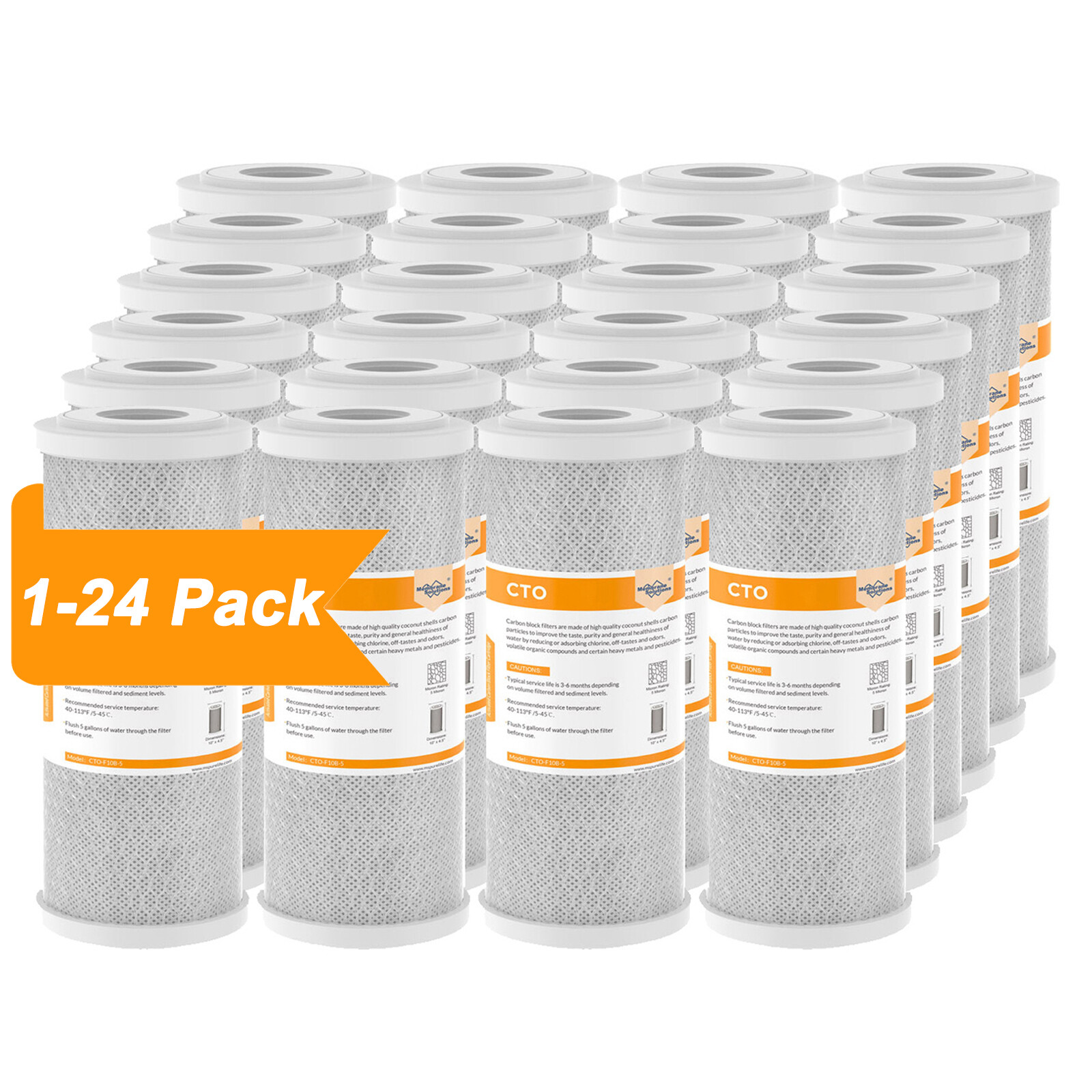 1-24 Pack 10″x4.5″ 5μm Carbon Block Water Filter Whole House Charcoal Cartridges