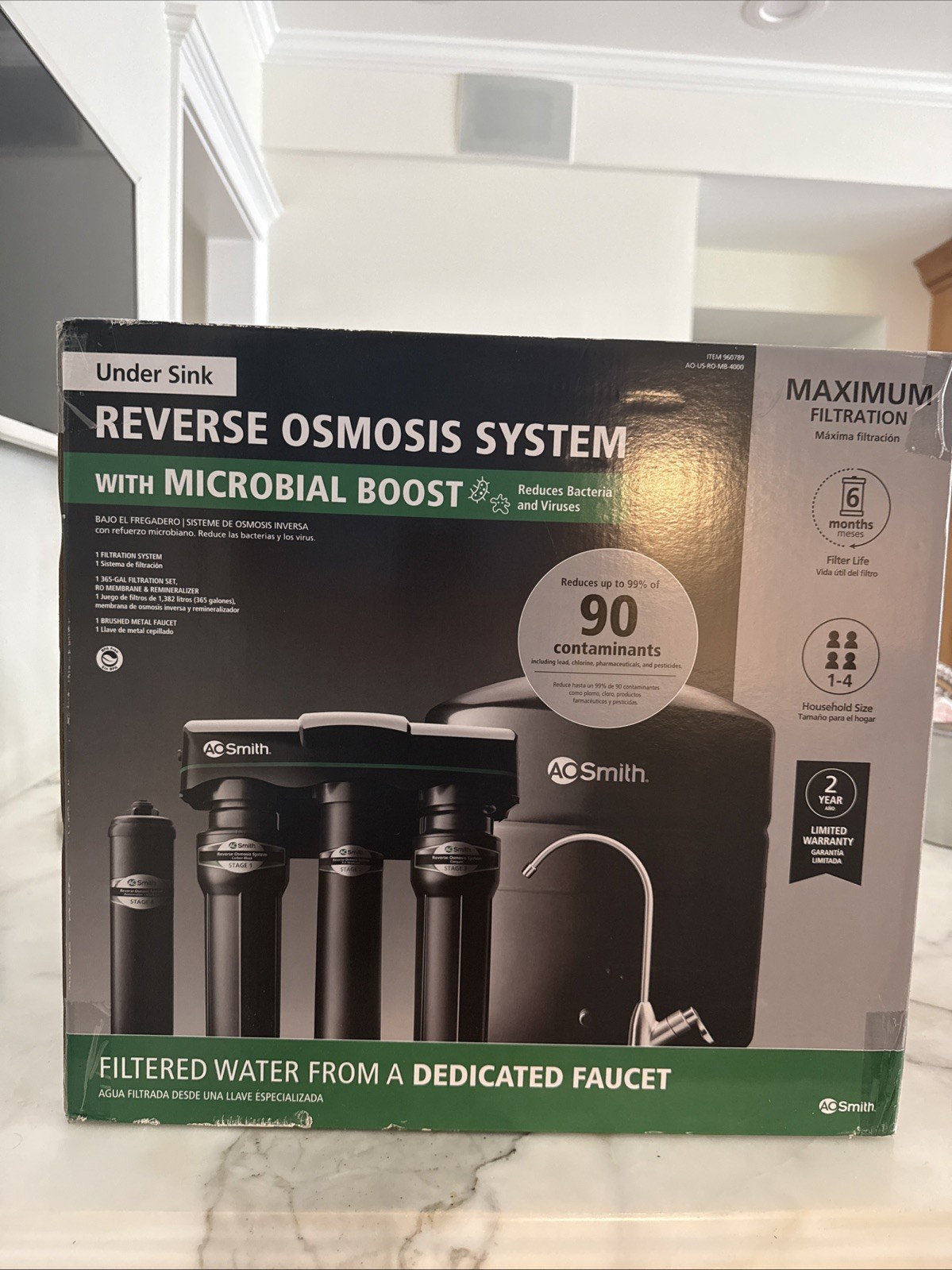 AO Smith Under Sink Reverse Osmosis System With Microbial Boost