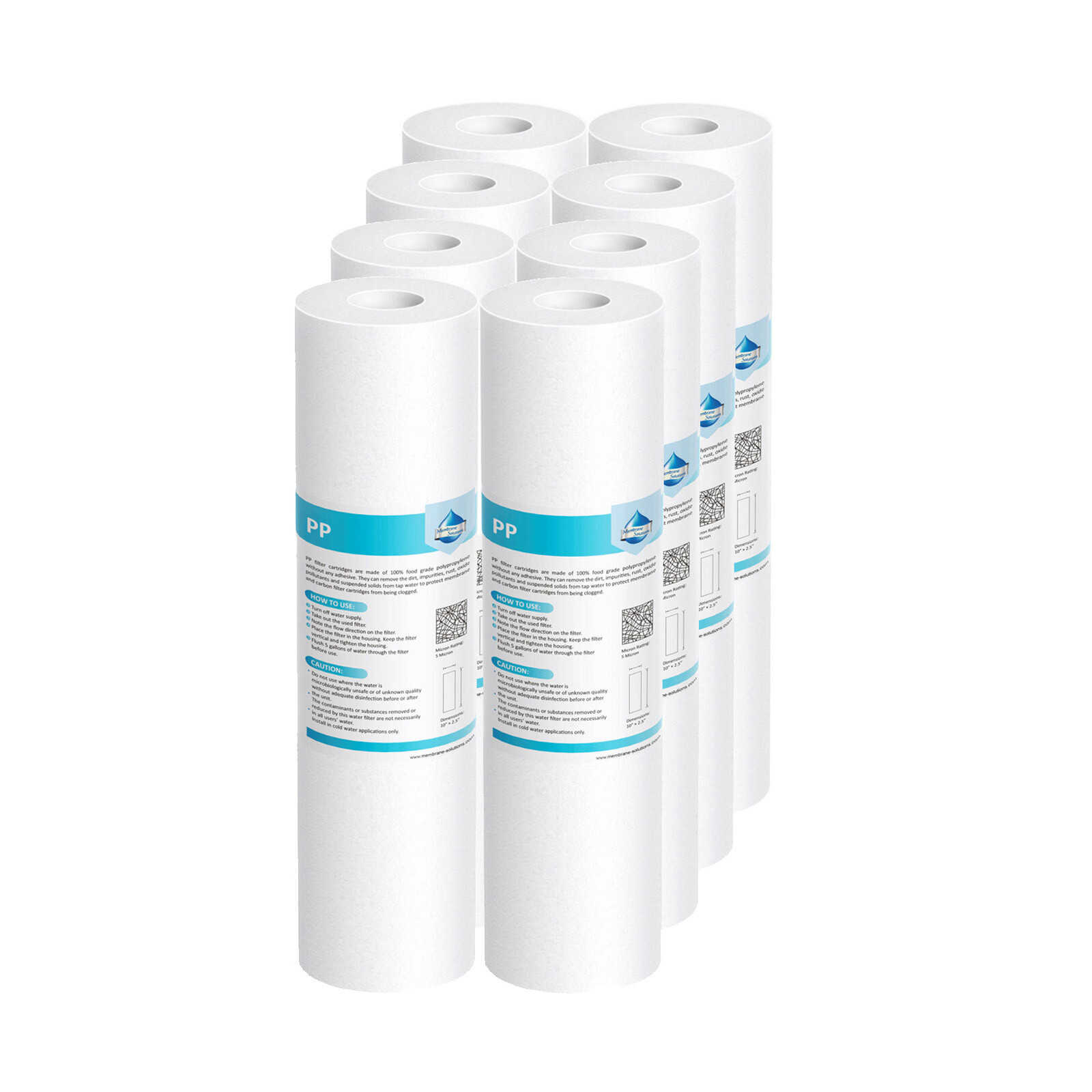 6 Pack 1/5/10/20/25/50 Micron 2.5×10″ Melt Blown Sediment Water Filter Cartridge