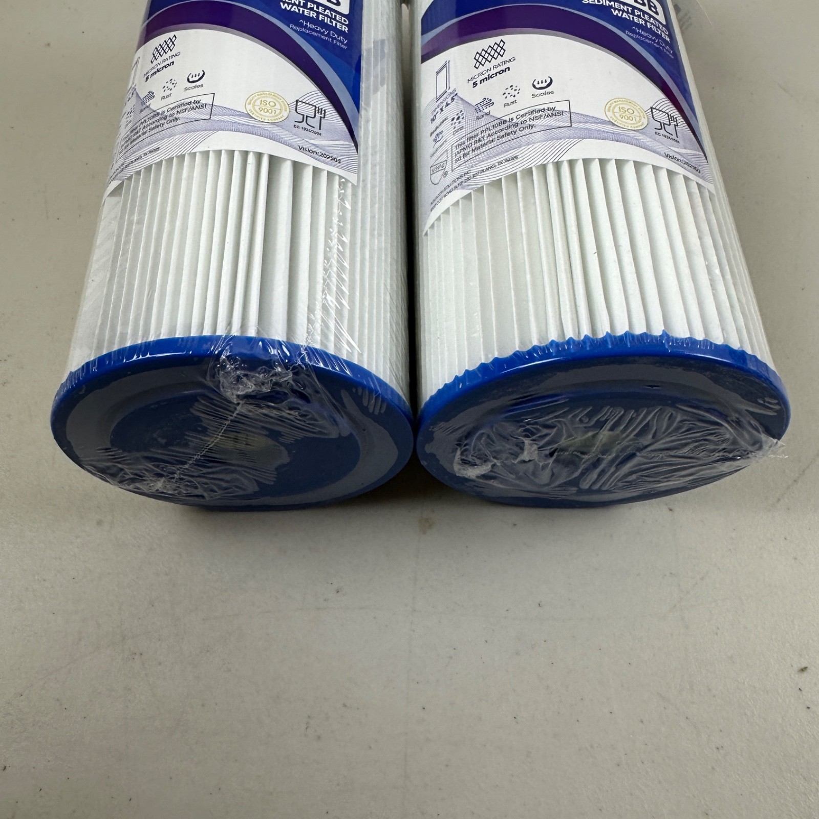 2 PACK PUREPLUS 5 Micron 10″ x 4.5″ Whole House Pleated Sediment Filter PPL10BB