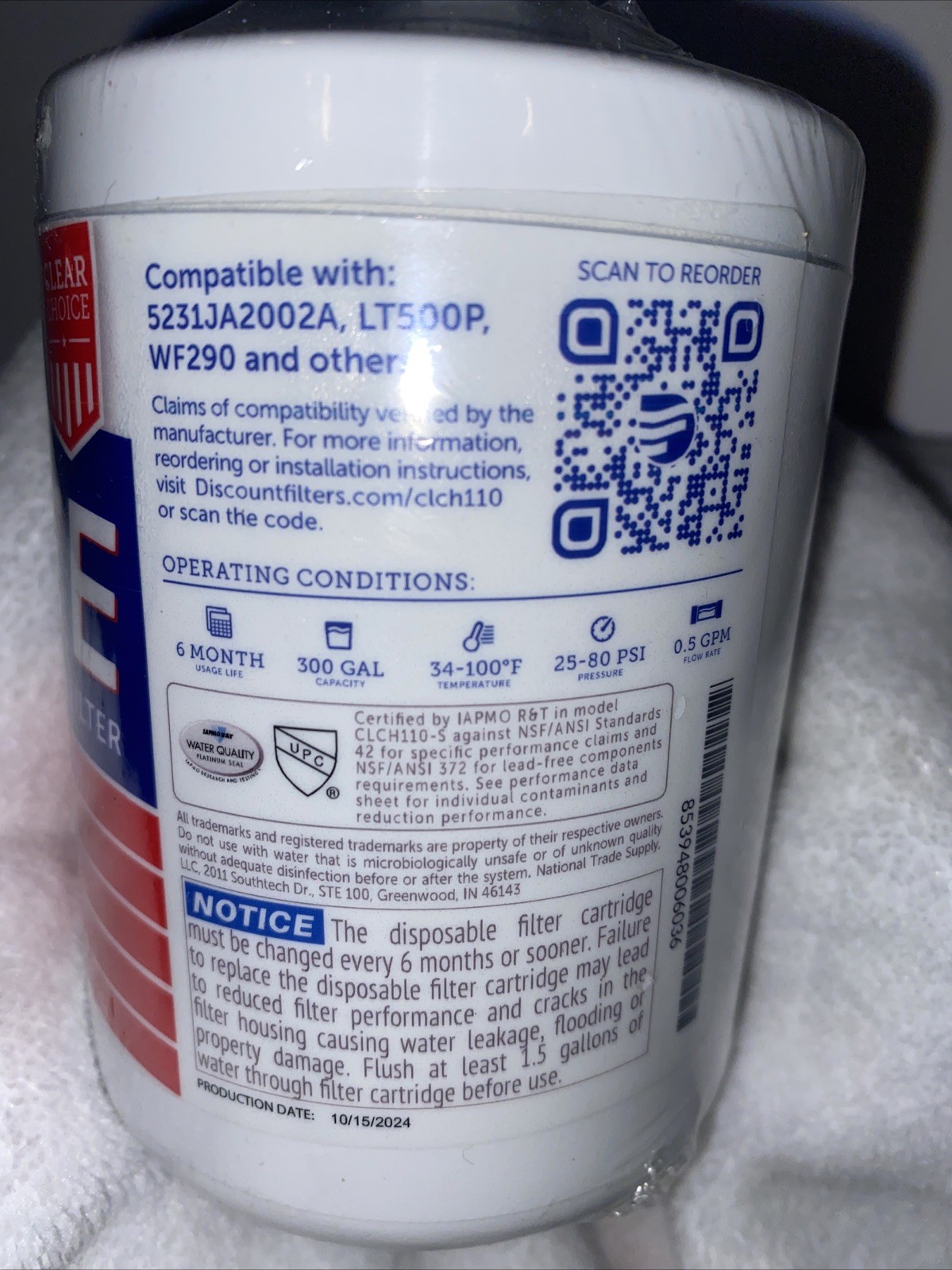 Clear Choice Improved Taste Chemical Reduction Filter