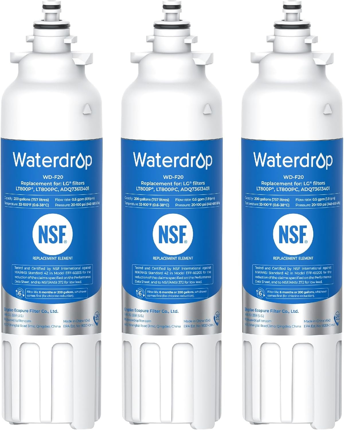 Refrigerator water filter replacement 3 pack compatible with multiple models