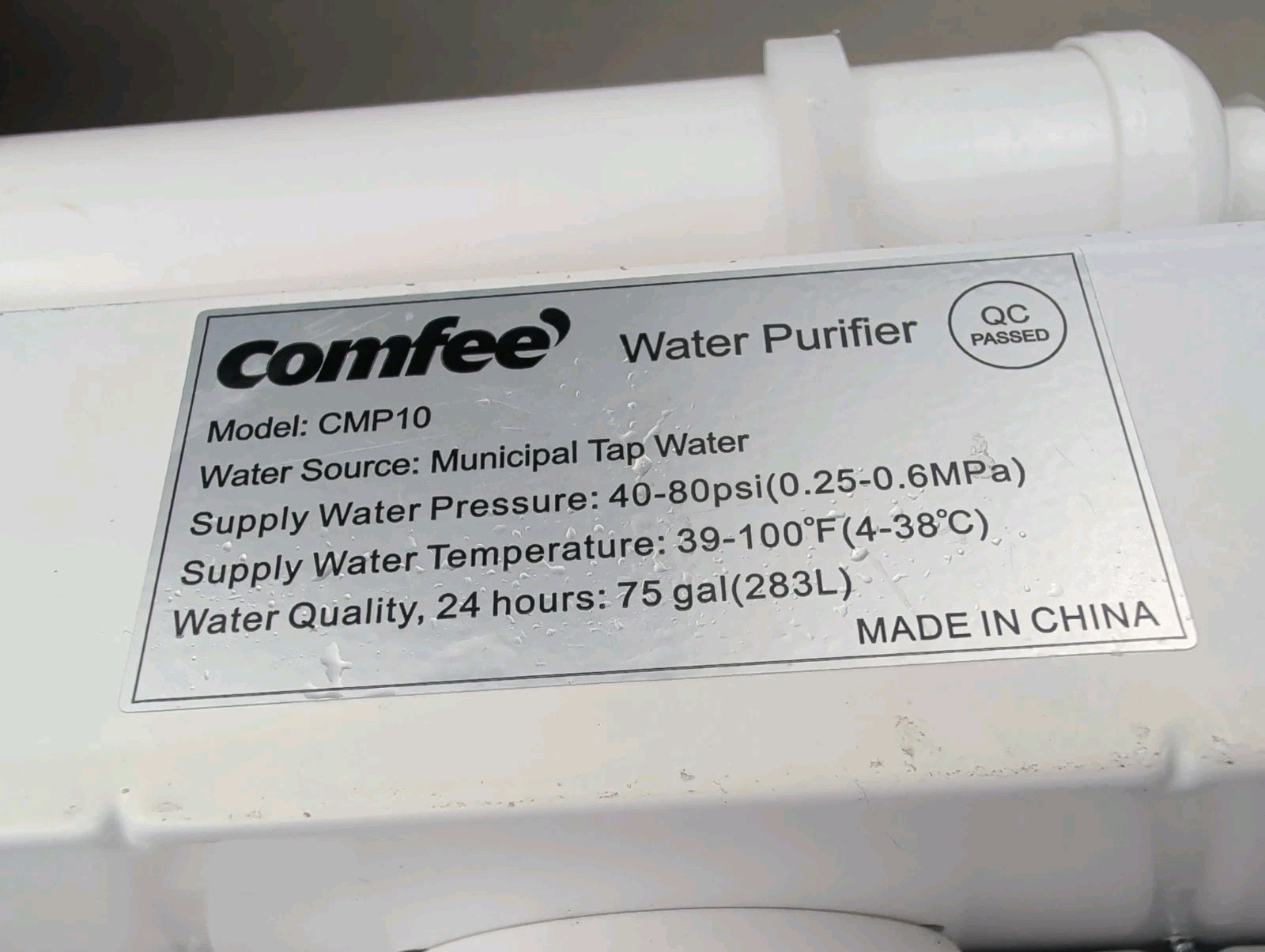 Comfee 5 stage Reverse Osmosis Water 75 GPD CMP10 Filter (Missing Stage One)