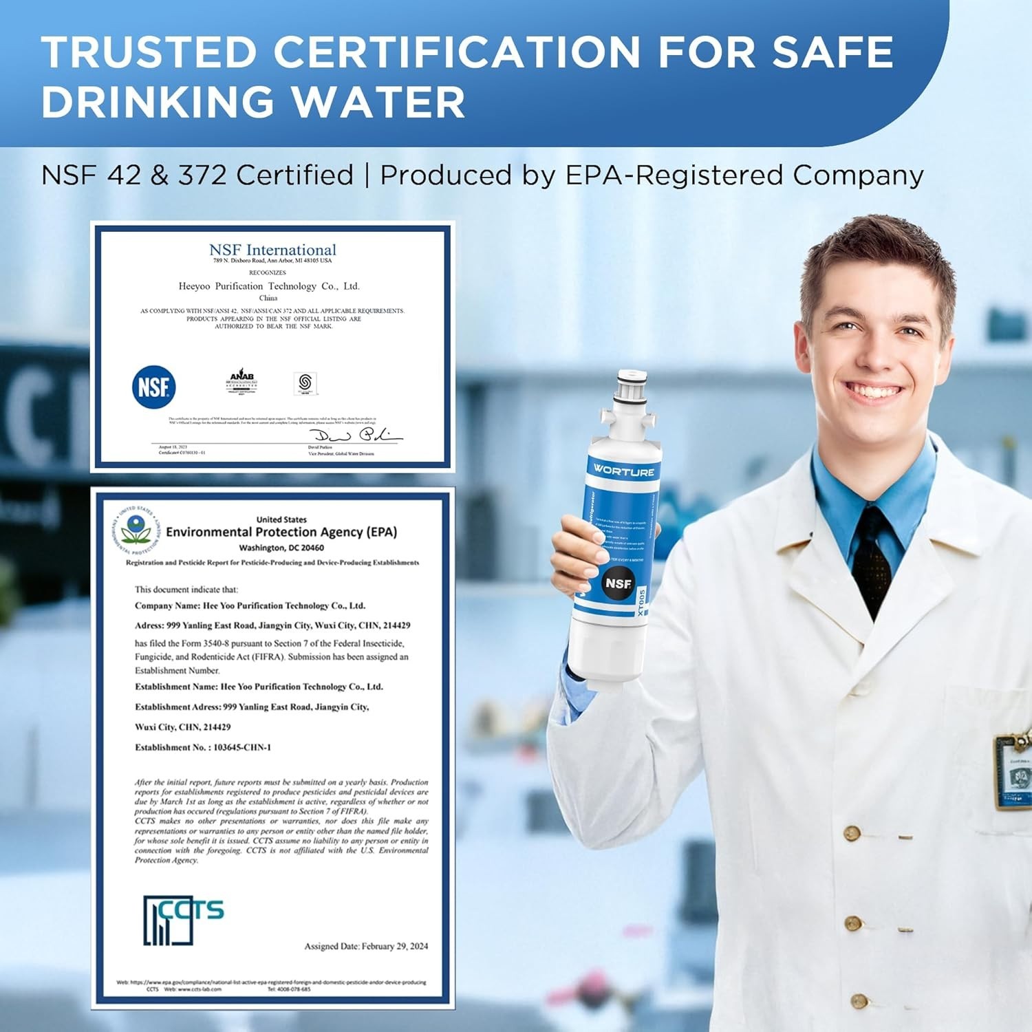 3 Refrigerator Water Filter, NSF 42 Certified, Replacement for LG Fridge Filters