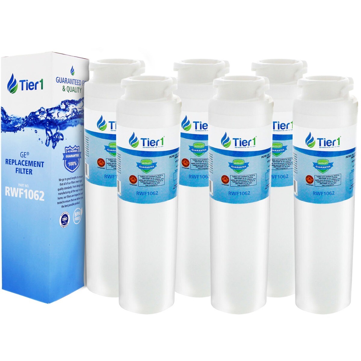 Fits GE MSWF SmartWater Comparable Tier1 Refrigerator Water Filter 6 Pack