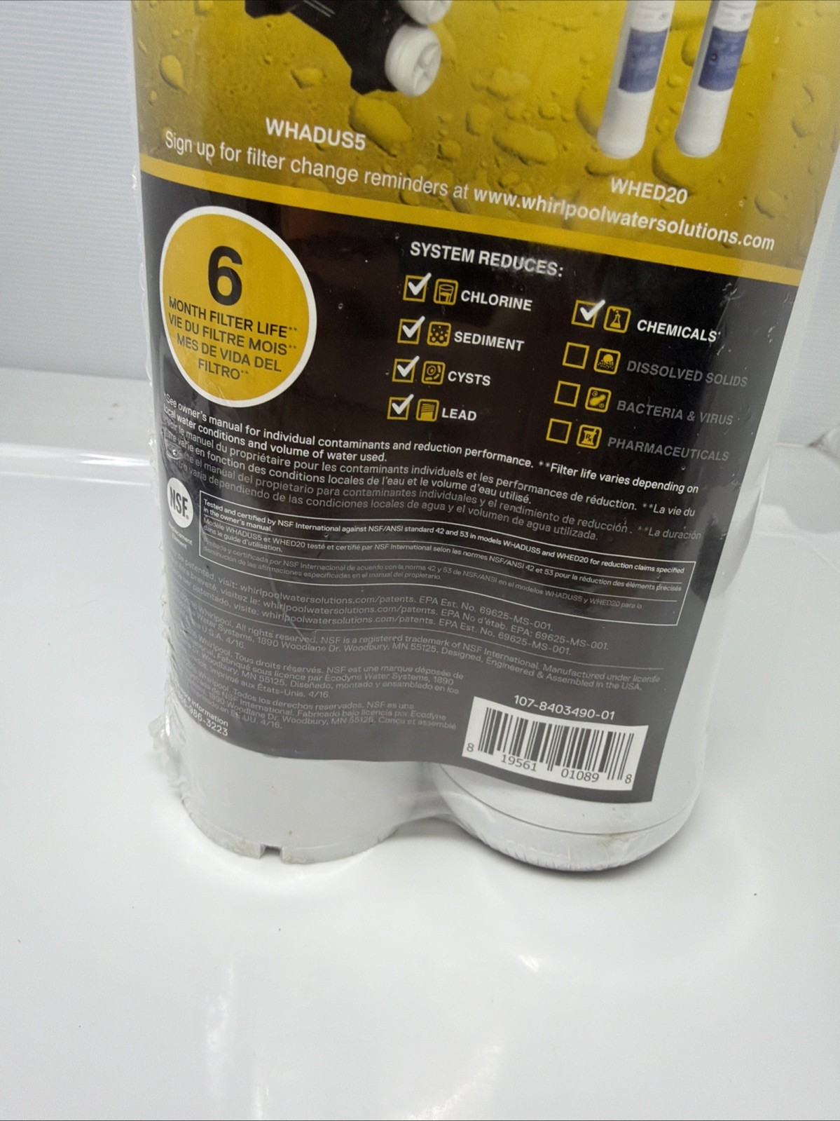 Whirlpool WHEEDF Dual Stage Replacement Water Filters For WHADUS5 WHED20