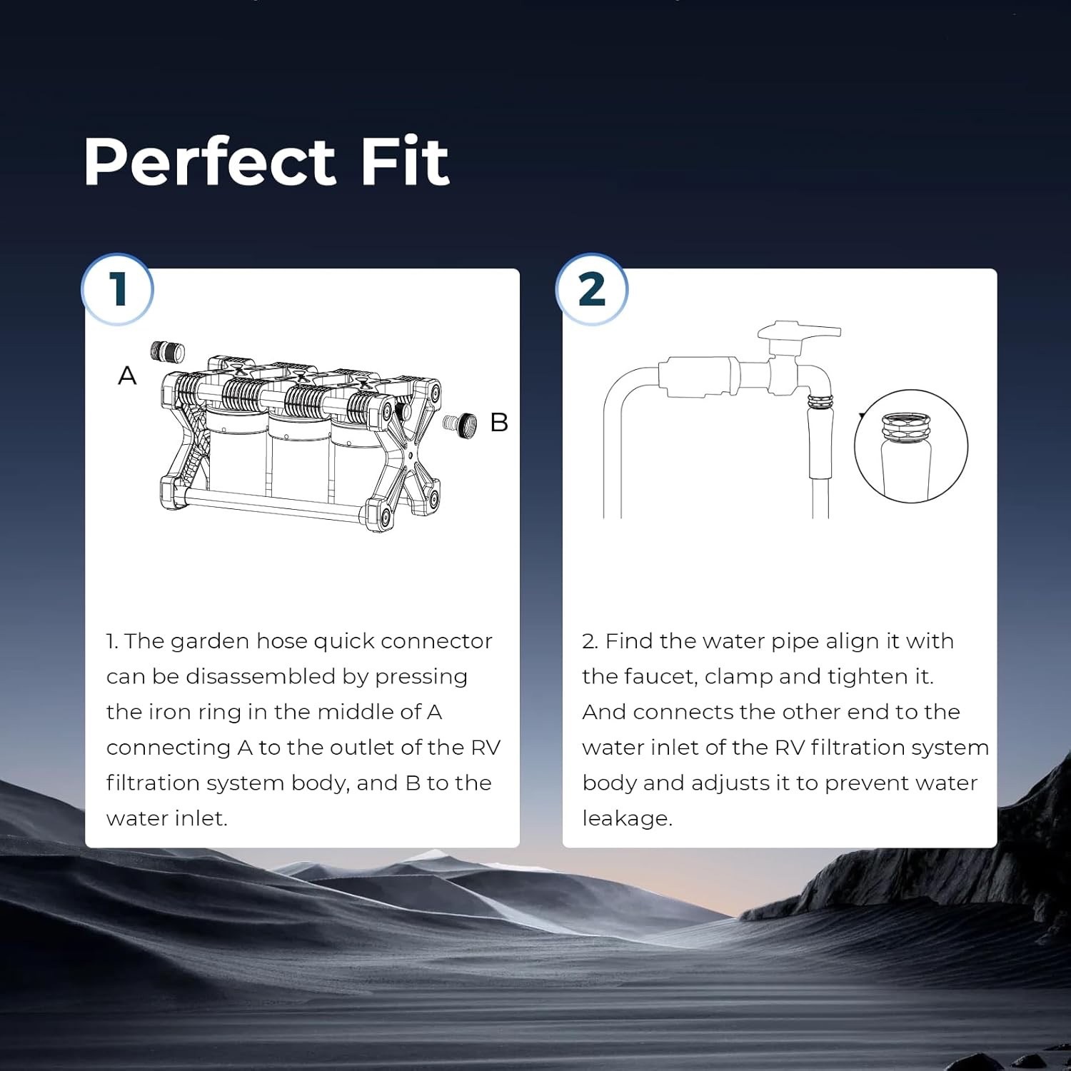 Glacier Fresh RV Water Filter System, 0.2 μm, 5 Inch Filter, 3-Stage Filtration