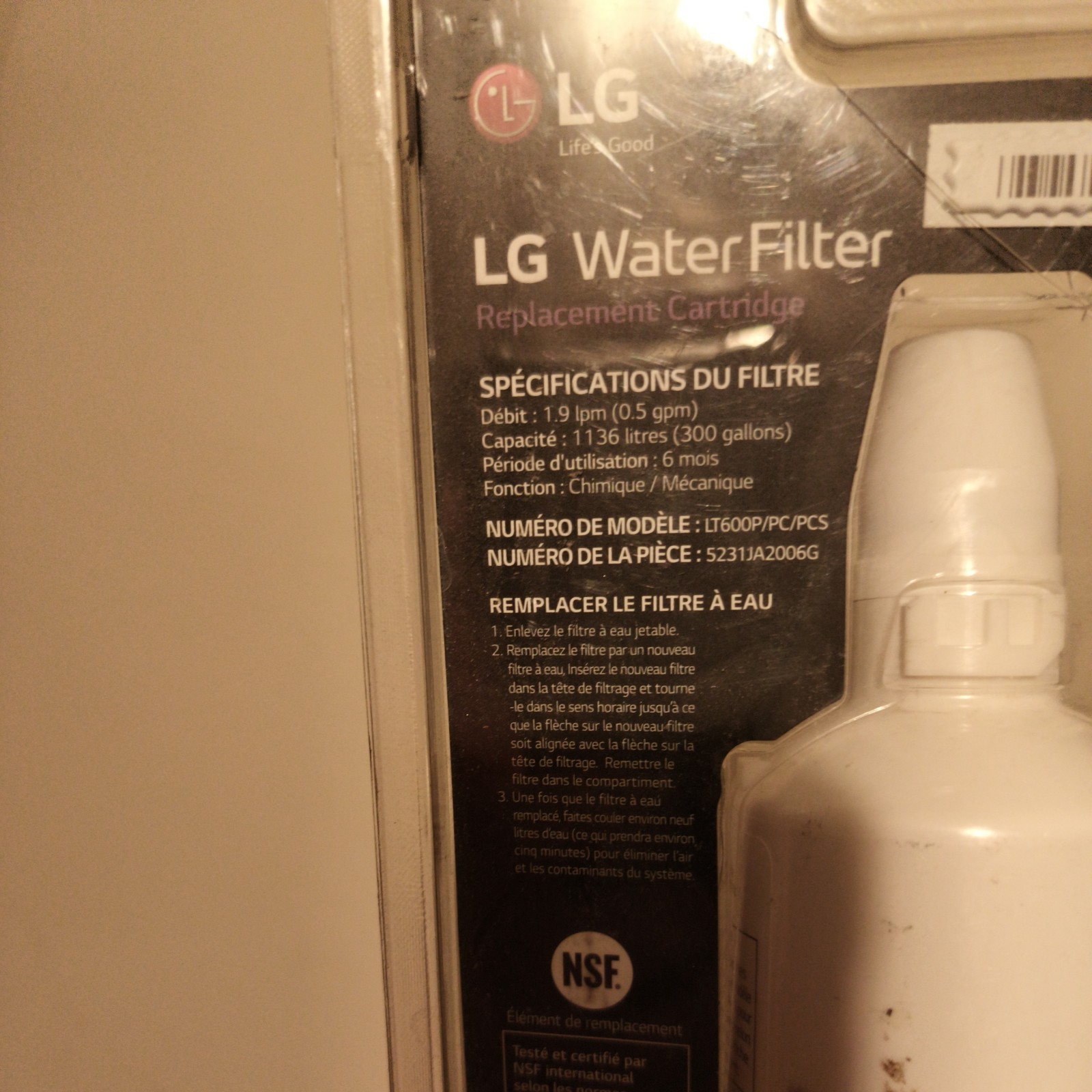 OEM LG 5231JA2006a LT600P 300 GAL Cap Refrigerator Water Filter Cartridge NIB