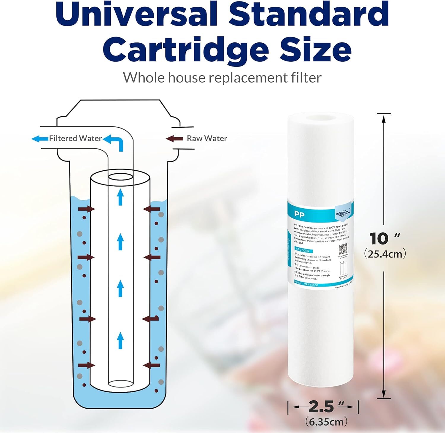 1-100 Pack 10″x2.5″ Whole House RO Sediment Water Filter Replacement Cartridges