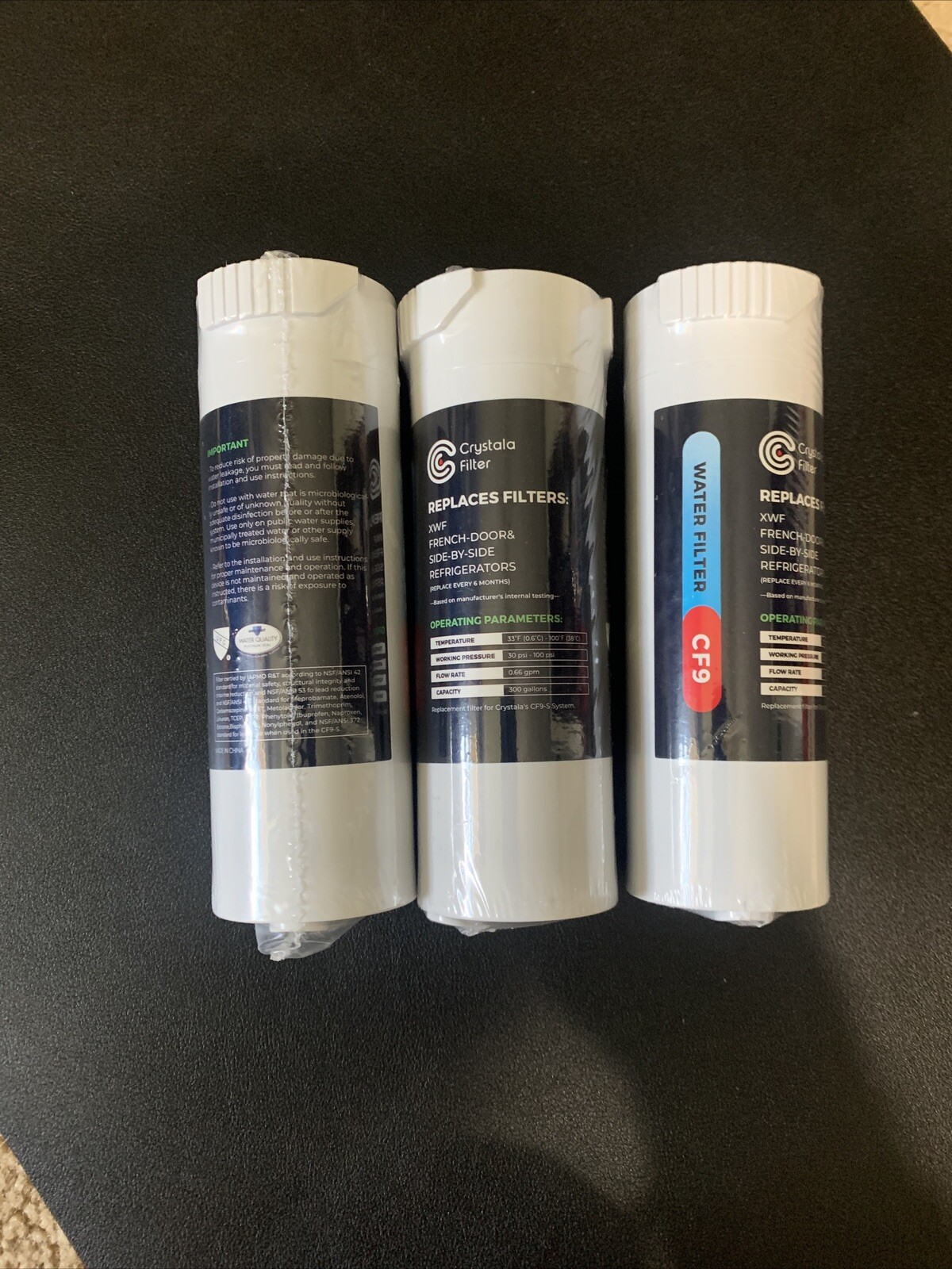 New Crystala Filters XWF Water Filter 3-Pack of CF9 In sealed package