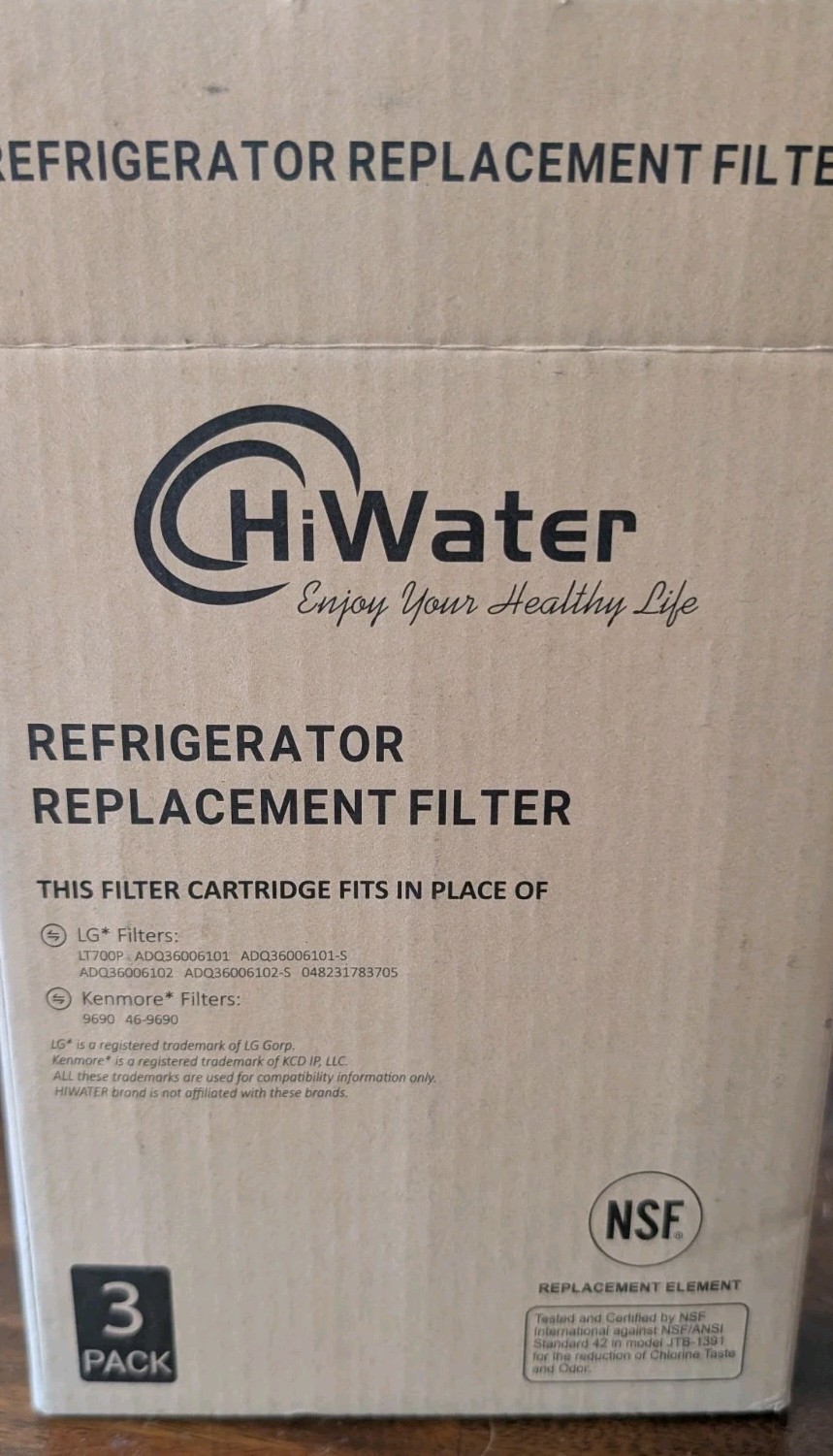HiWater JTB-139I Refrigerator Water Filter 3 Pack Compatible With LG LT700P