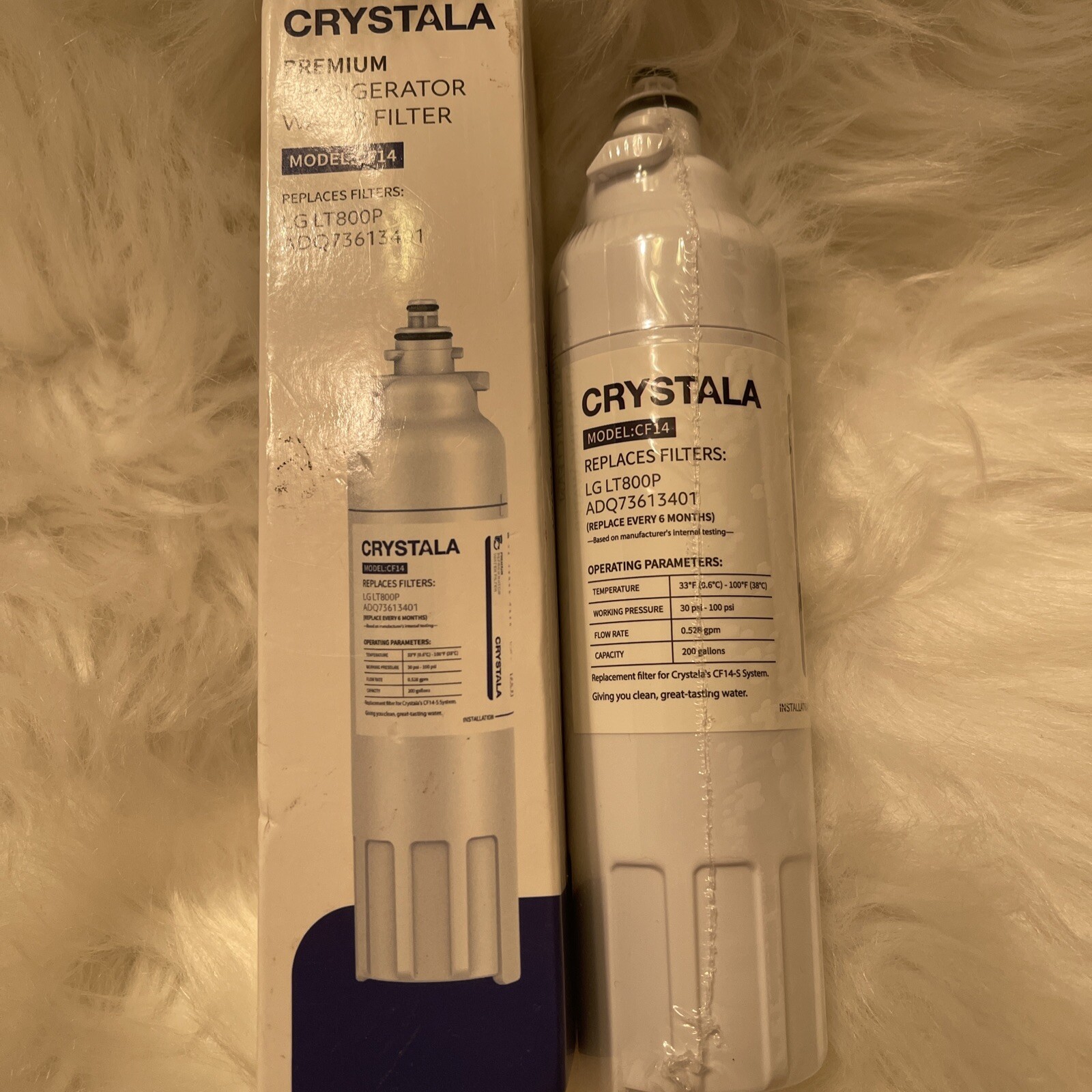 Crystala Filters LT800P Refrigerator Water Filter, Compatible with LG LT800P