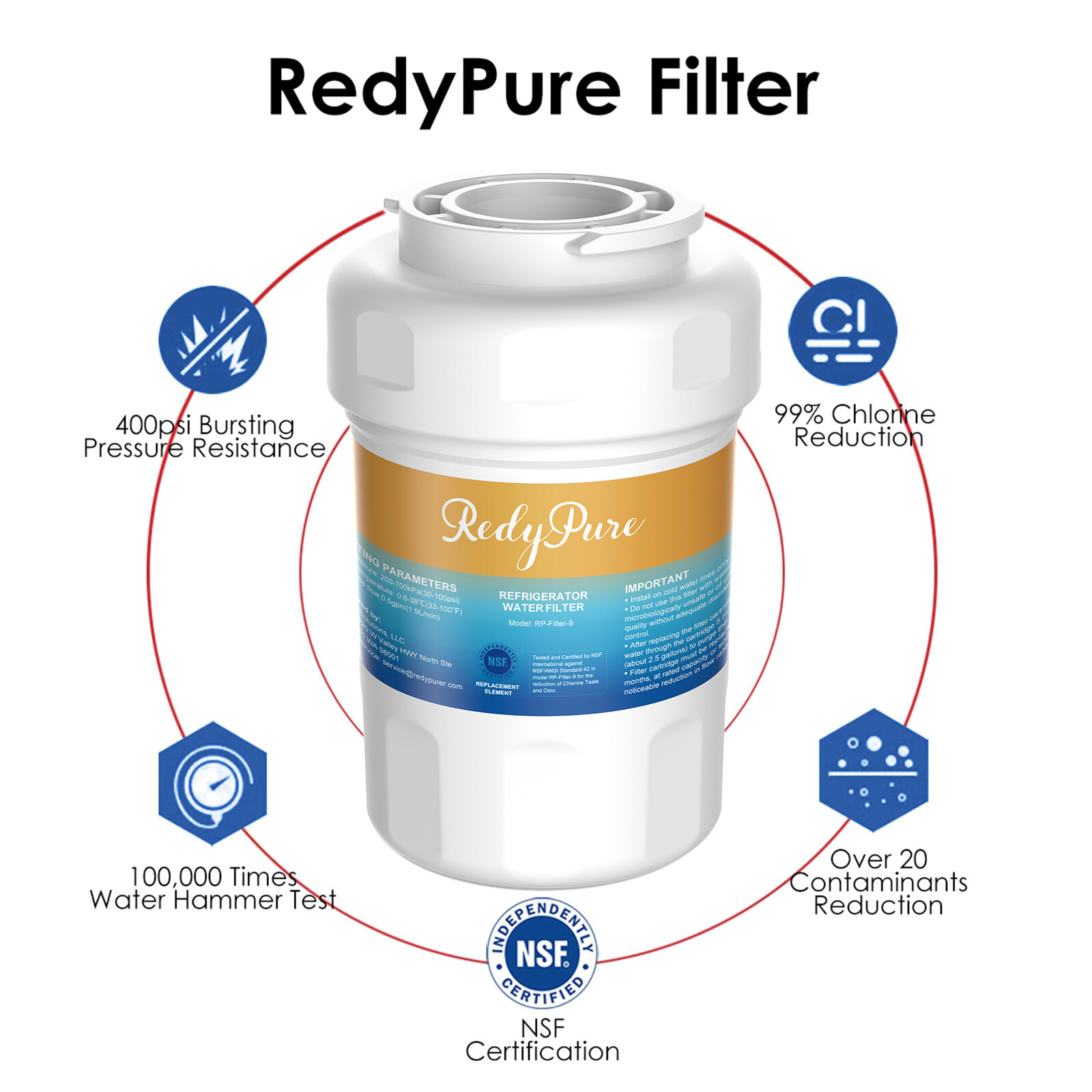 6 Pack Replacement Fit for GE MWF SmartWater MWFP GWF Refrigerator Water Filter