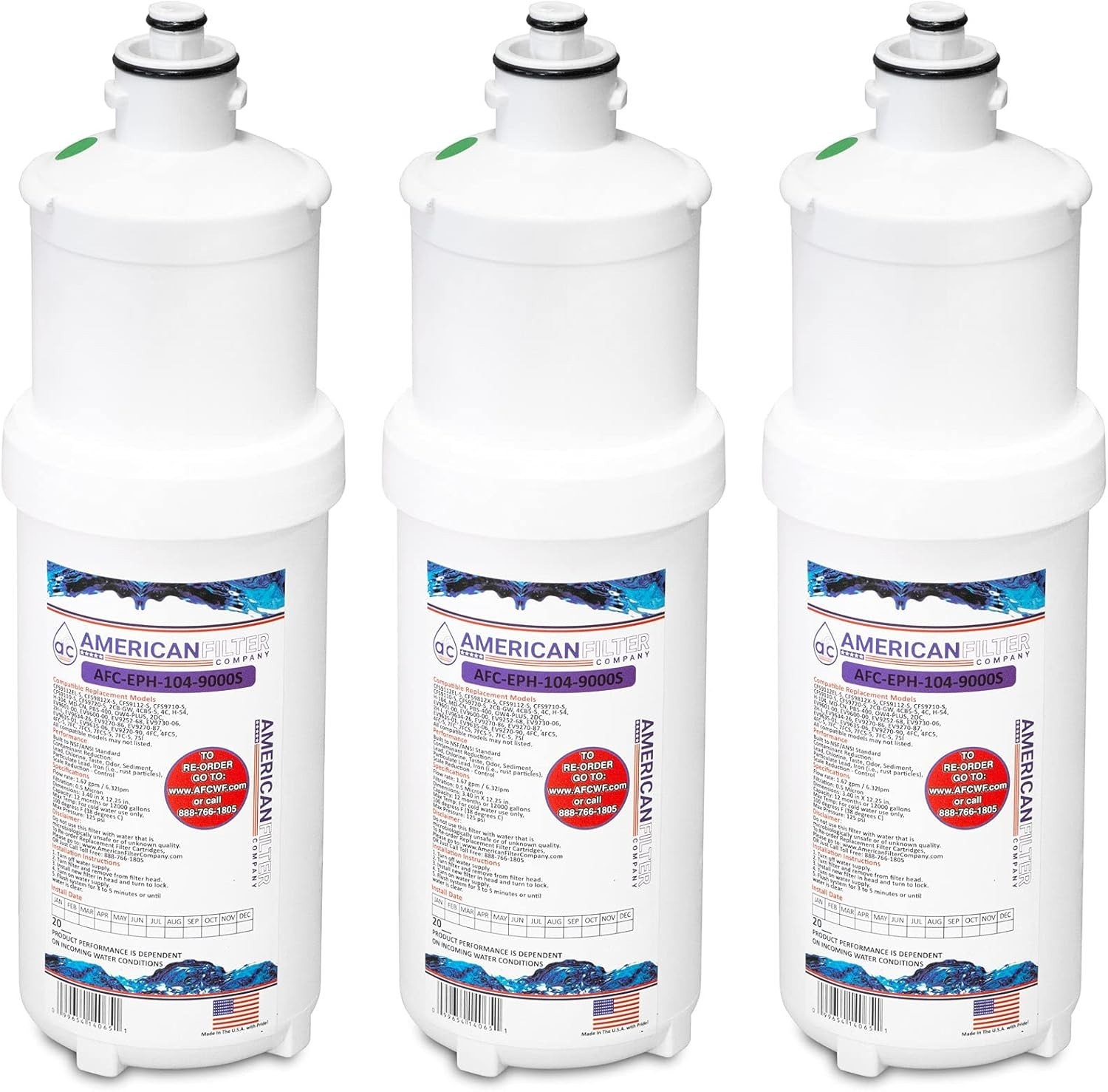 American Filter AFC-EPH-104-9000S Water Filters 3-Pack