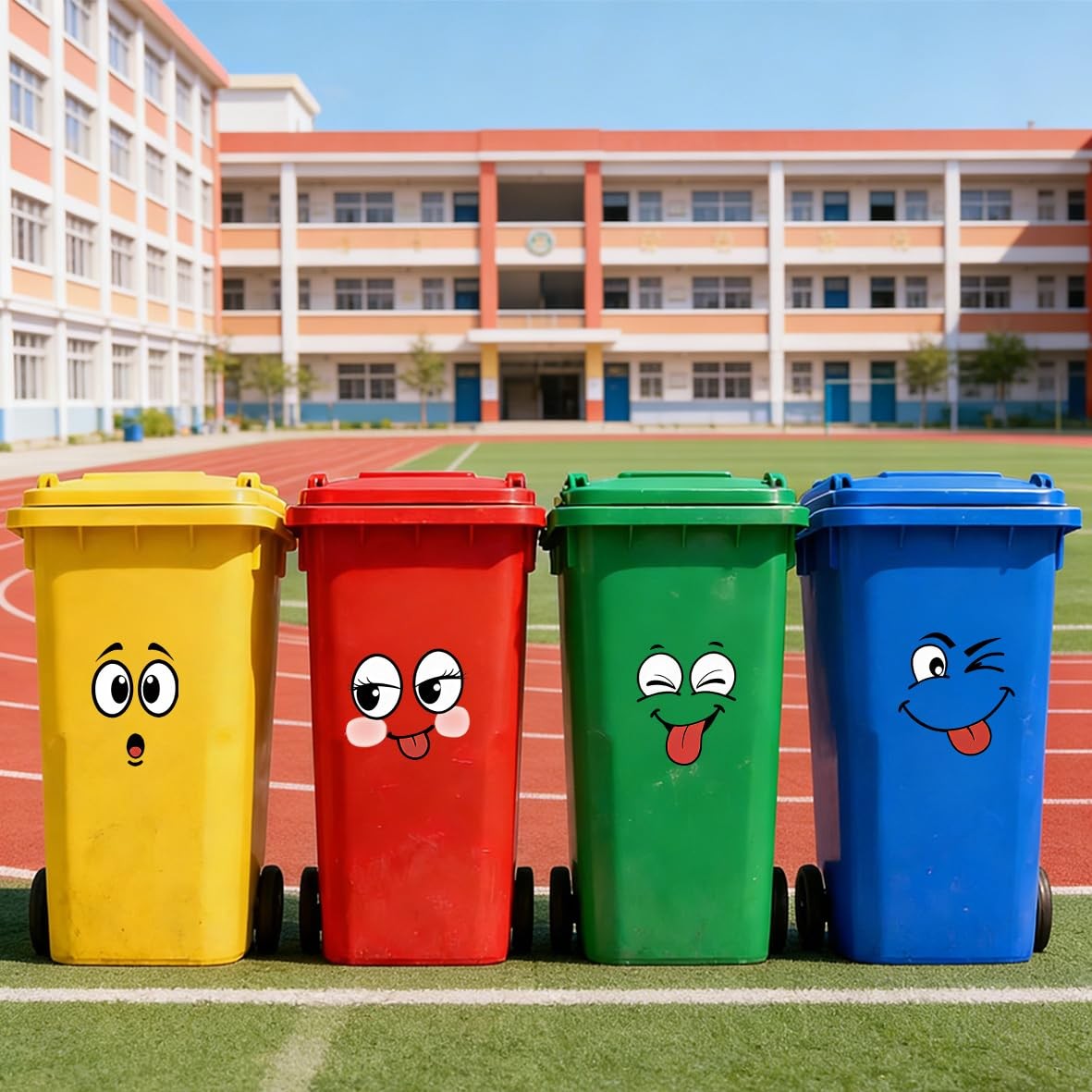 4 Pcs Funny Trash Garbage Can Stickers-Cute Toilet Lid Decal,Adhesive Cartoon…