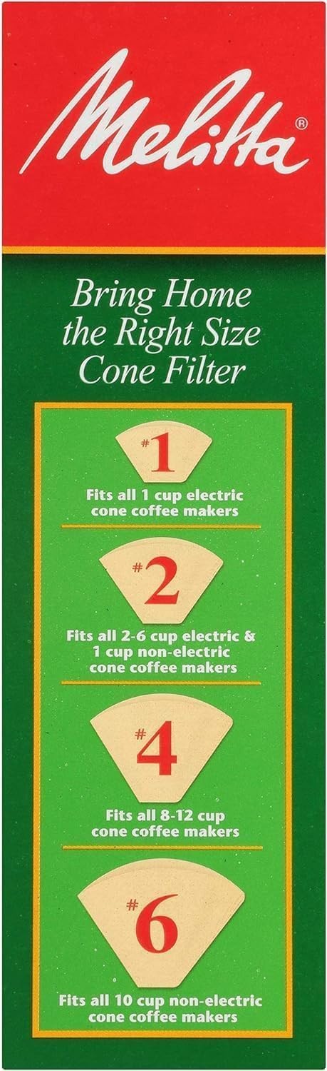Melitta #4 Cone Coffee Filters, Unbleached Natural Brown, 100 Count