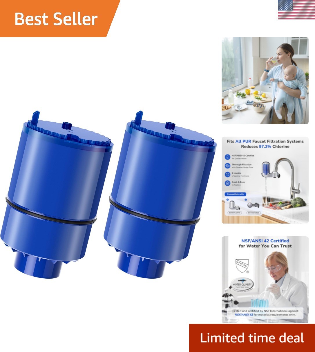 2 Count PUR Water Filter Replacement – Activated Carbon, Improves Taste & Odor