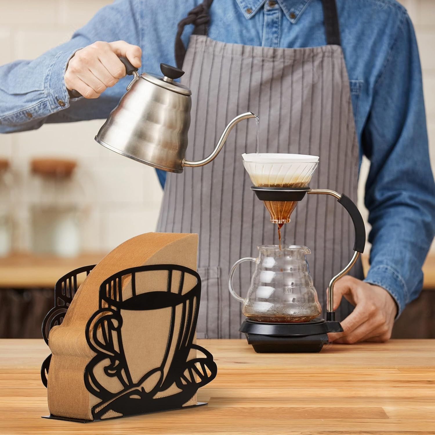 1 PCS Coffee Filter Holder,Coffee Paper Storage Rack Black