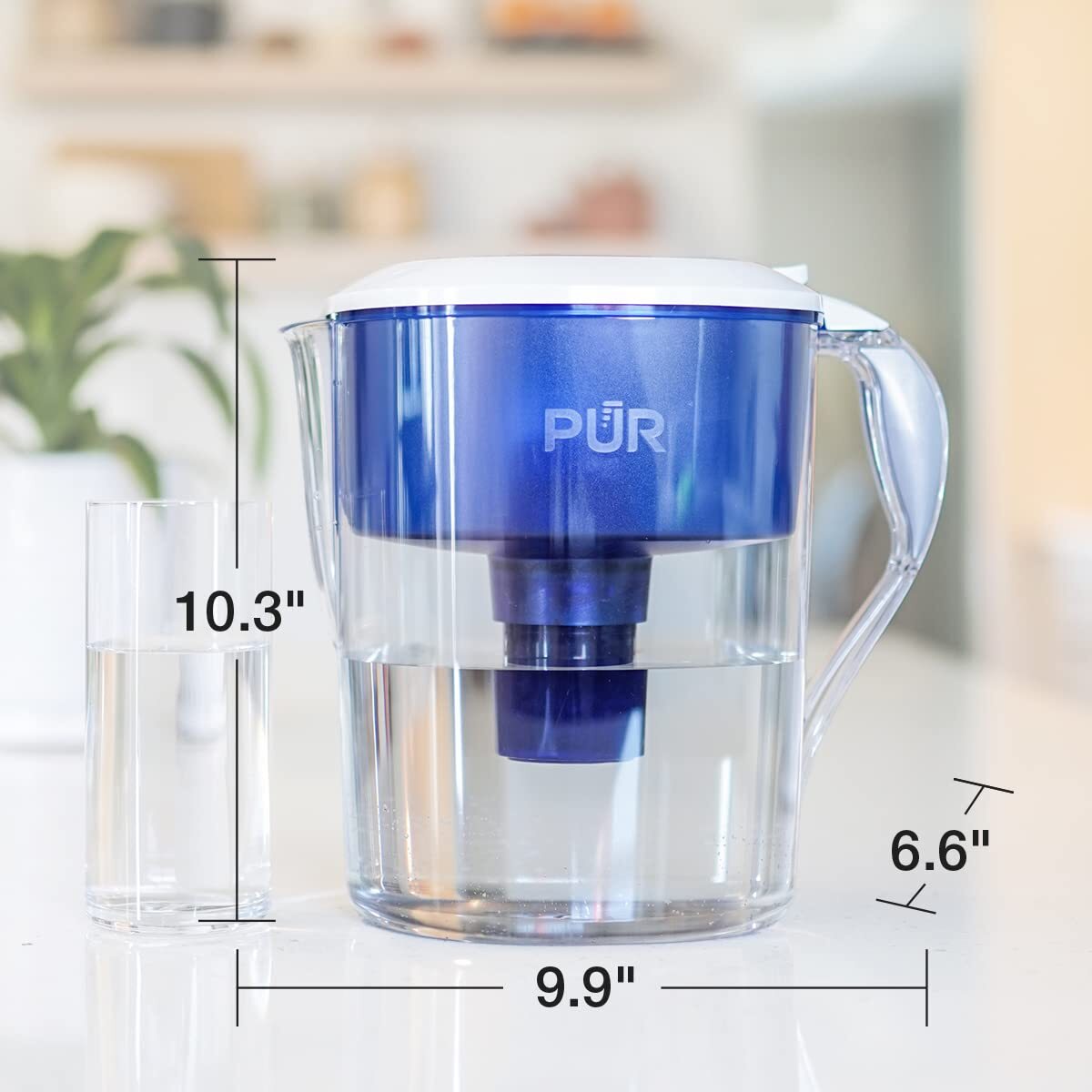 PUR 11 Cup Water Filter Pitcher Blue White NSF Certified 2 in 1 Filtration