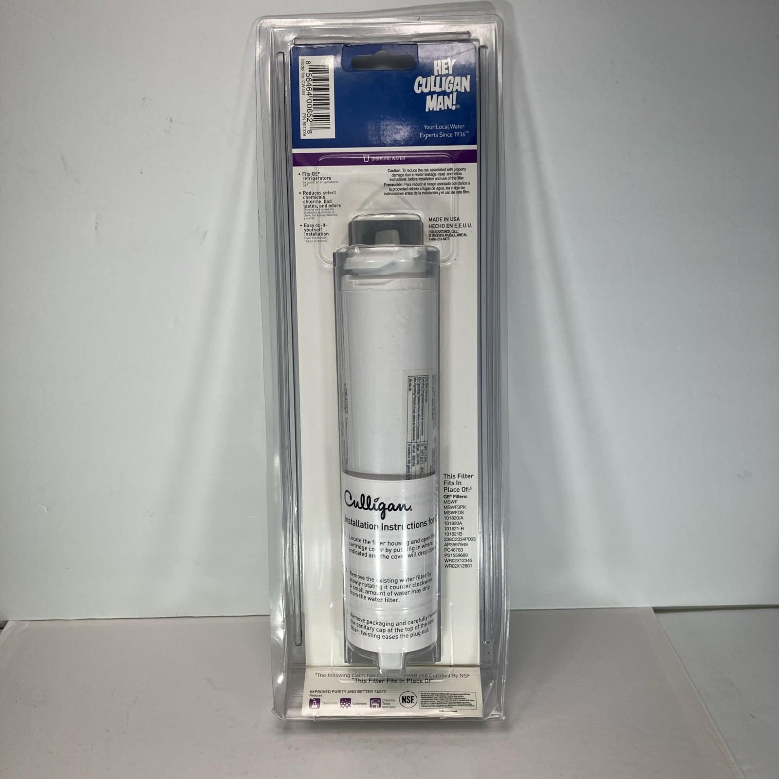 Culligan Refrigerator Filter CW-G3 Replacement for GE MSWF Brand New Sealed