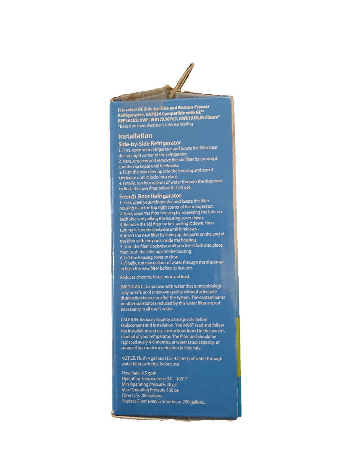 Great Value GE Refrigerator Replacement Filter Model GVF034. 6 Months Life -New