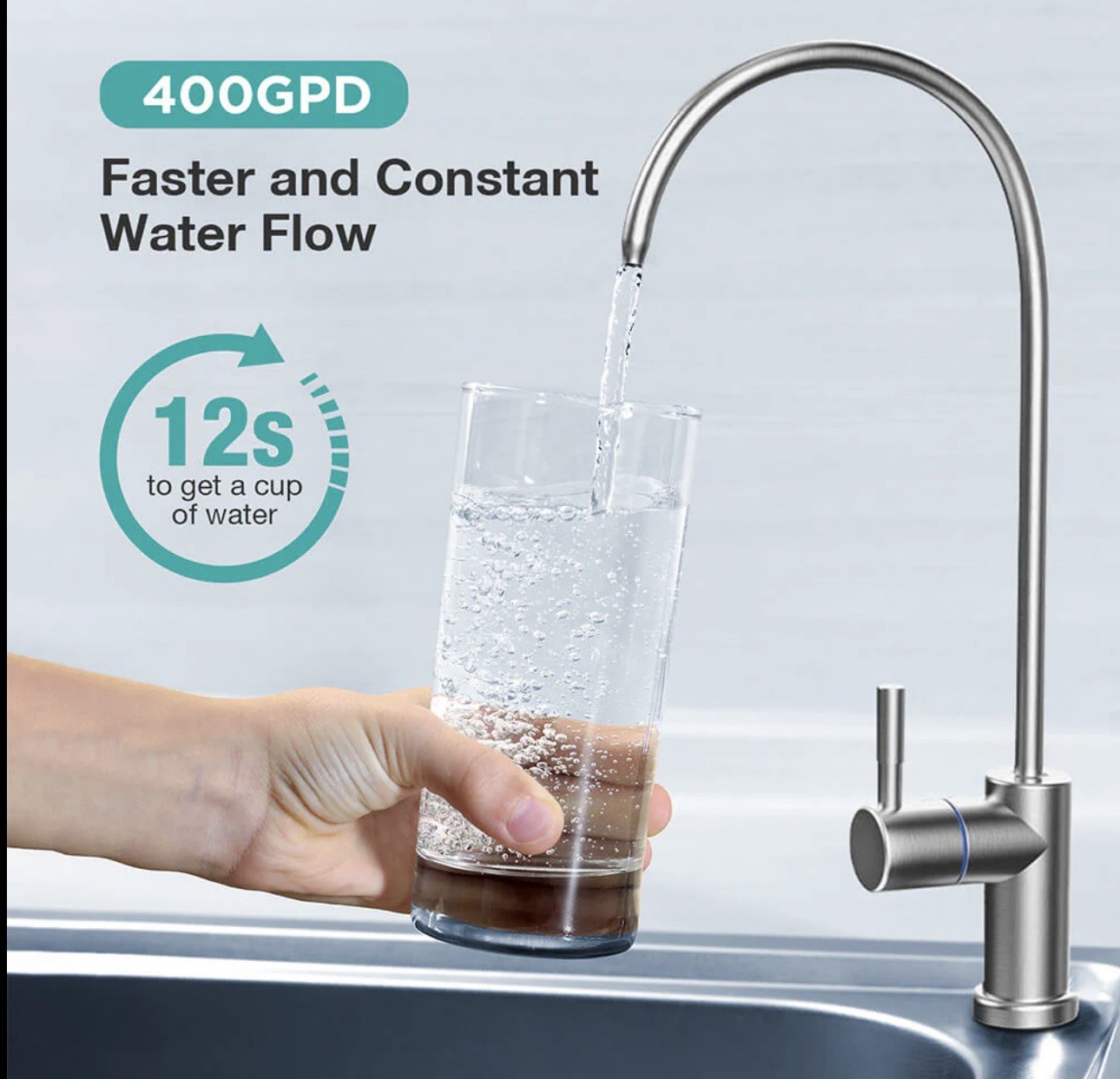 SimPure WP2-400 GPD UV Tankless Reverse Osmosis RO Water Filter System Purifier