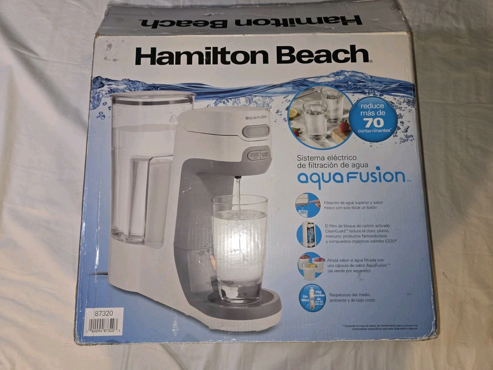 Hamilton Beach Aqua Fusion Electric Water Filtration System open box used once