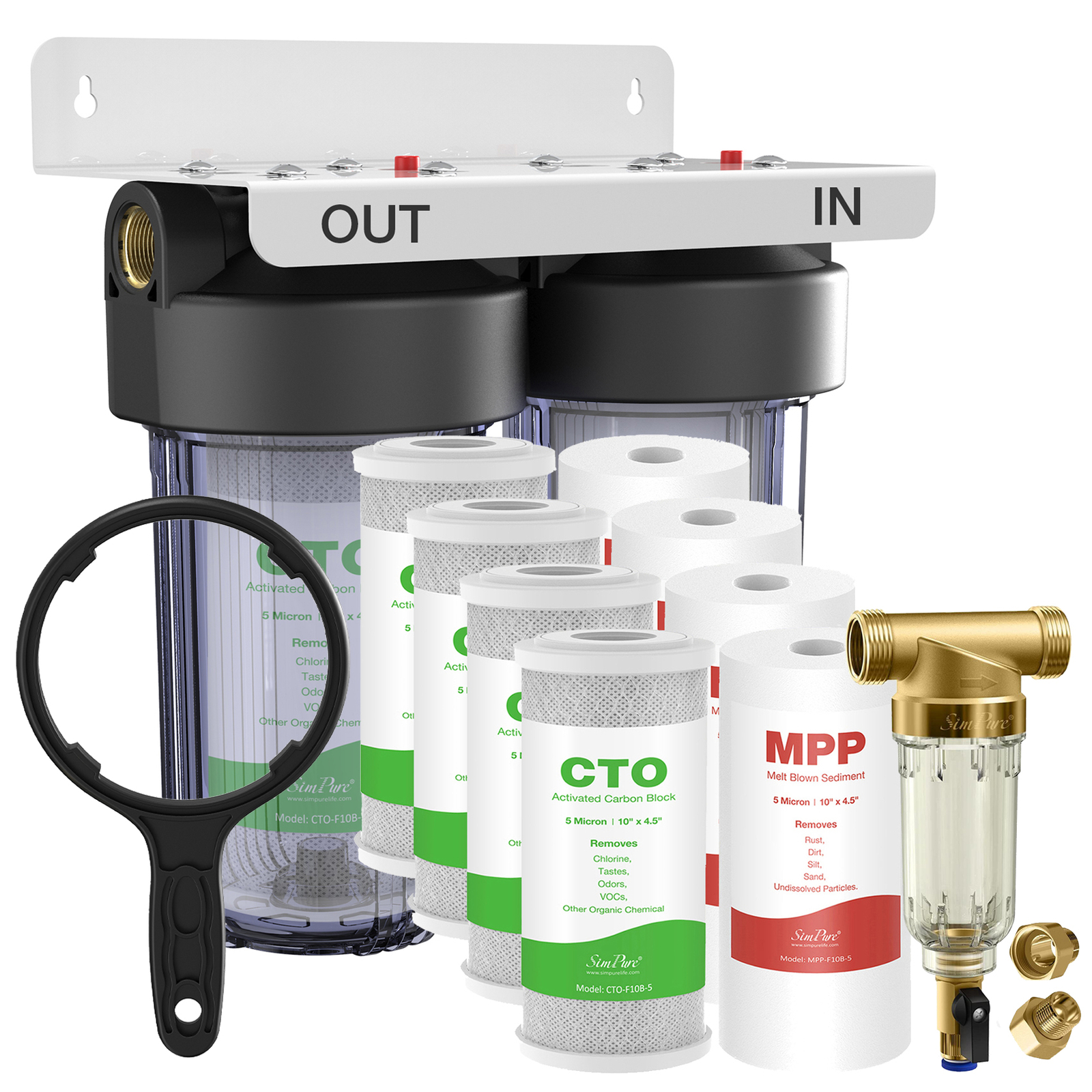 2Stage Whole House Water Filter System Spin Down Sediment Filter Home Filtration