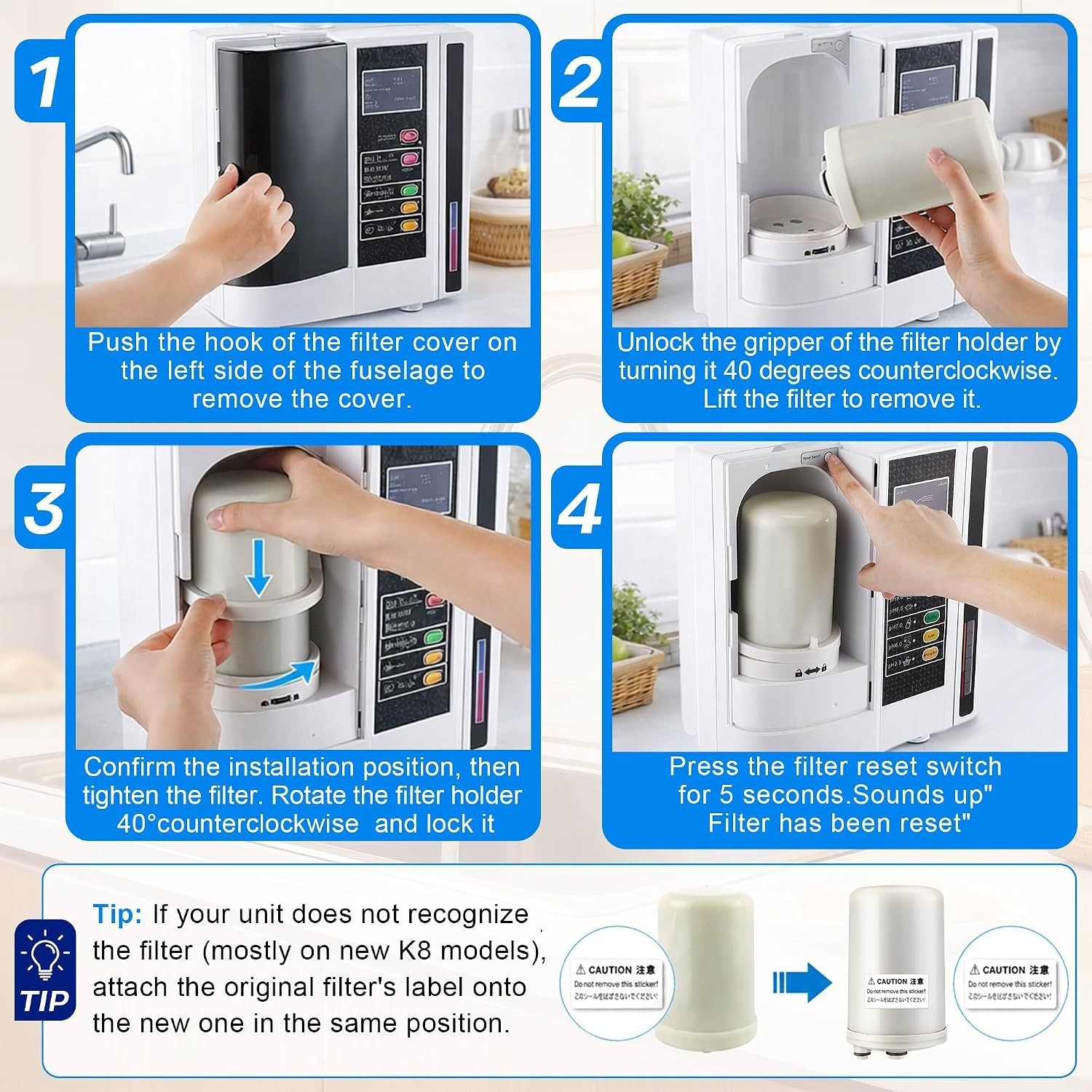 Tool-Free Water Filter Replacement for HG-N Type Ionizers – Safe & Durable