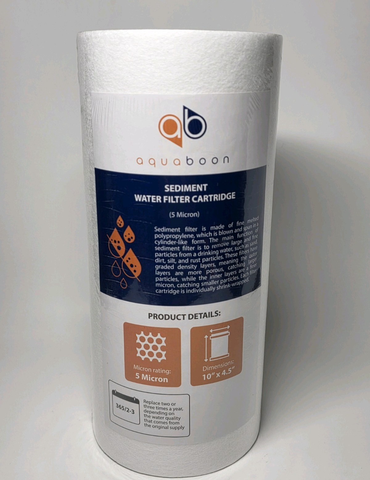 New Aquaboon Sediment Water Filter Whole House Big Blue 5 Micron 10″x4.5″