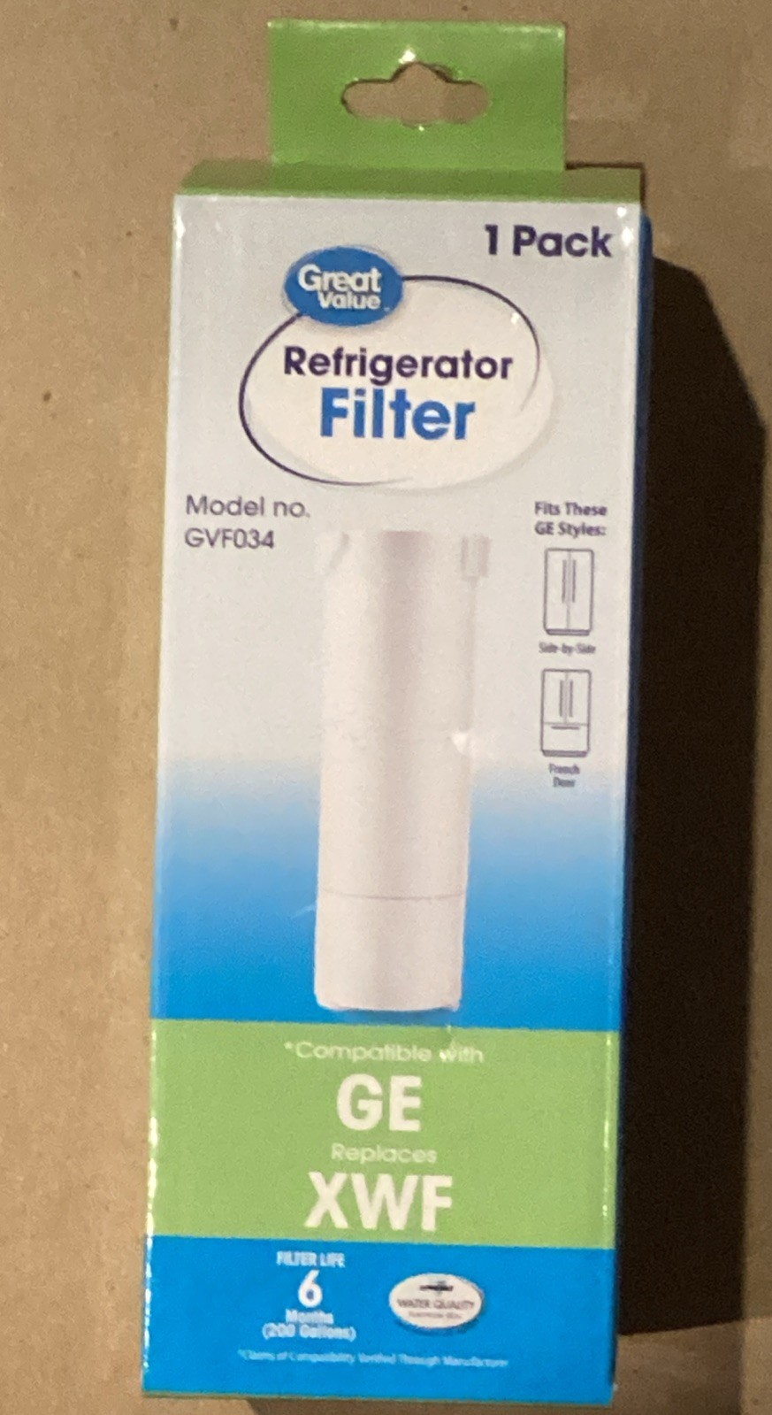 Great Value Refrigerator Filter Model GVF034 fits GE Side By Side Or French Door