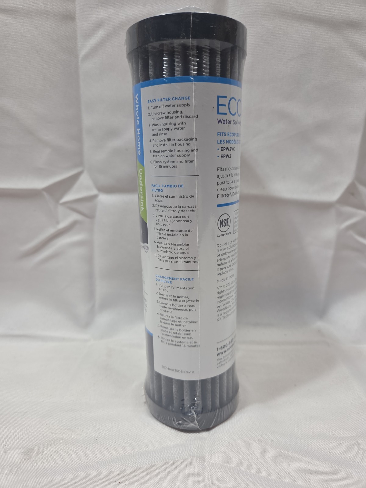 EcoPure EPW2F Premium FACT Universal Whole Home Filter (2 Pack), Dark Gray/Black