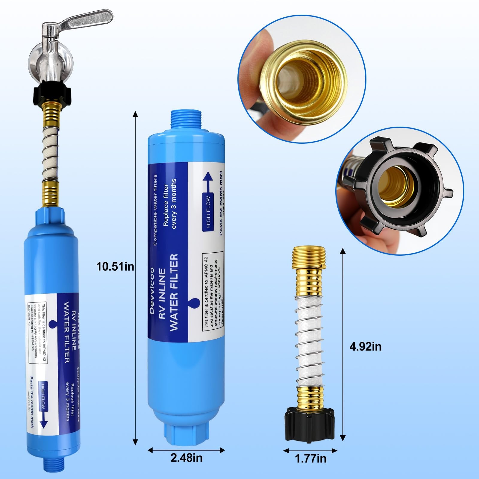2 Pack RV Water Filter – Inline Hose Water Filter, NSF Tested Lead-Free, Adva…