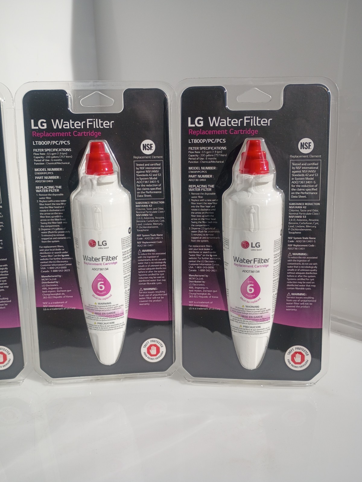 LG LT800P Refrigerator Water Filter ADQ73613403 NSF Certified Genuine OEM 6 Pack