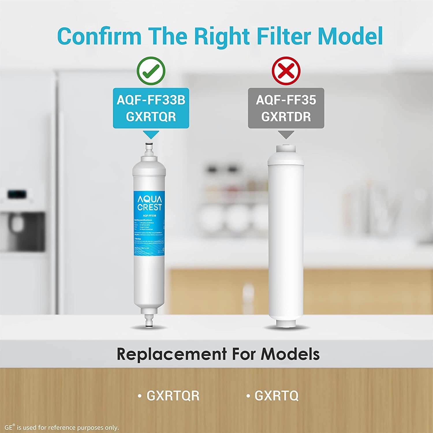 AQUA CREST GXRTQR Inline Water Filter, Replacement for GE® GXRTQR, GXRTQ (2 PACK