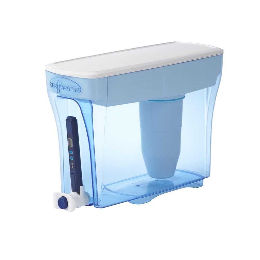ZeroWater 23-Cup Dispenser Ready-Pour Dispenser, White and Blue