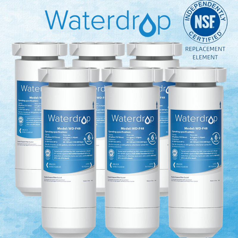 Waterdrop XWF Replacement For GE® XWF Refrigerator Water Filter, Pack of 6