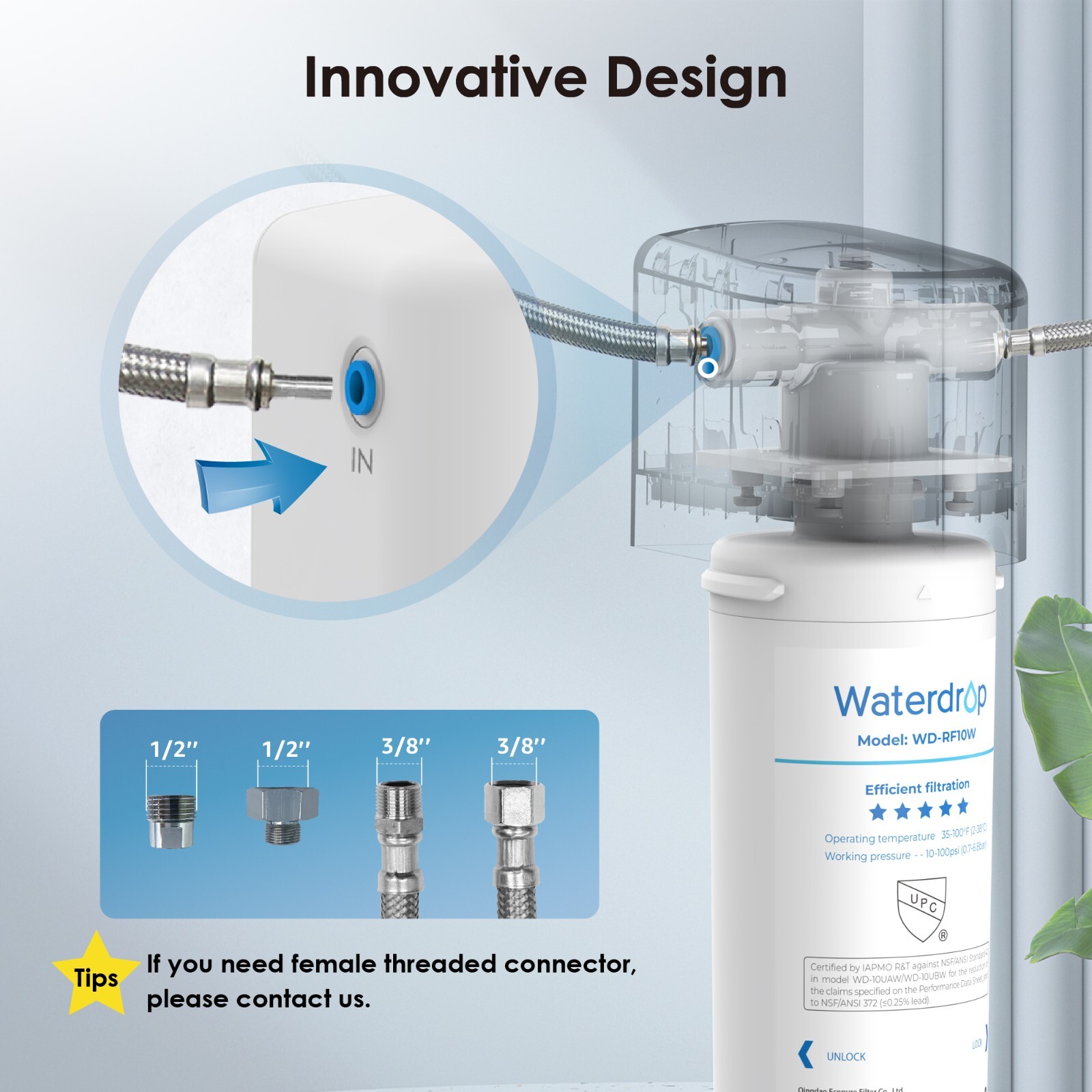 Waterdrop 10UAW Under Sink Water Filter System,NSF/ANSI 42 Certified, 8K Gallons