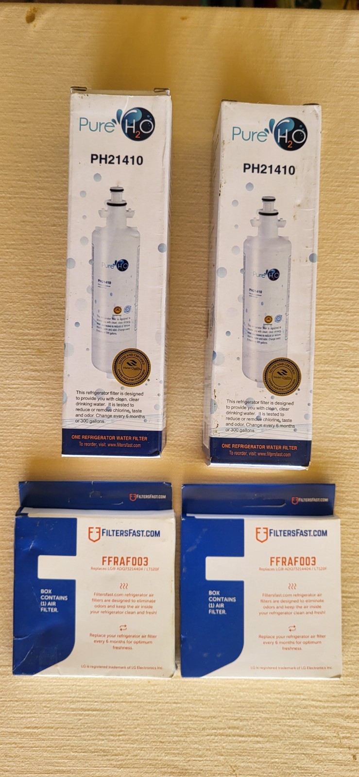 LG & KENMORE NEW refrigerator filters (2 water & 2 air) FREE SHIPPING