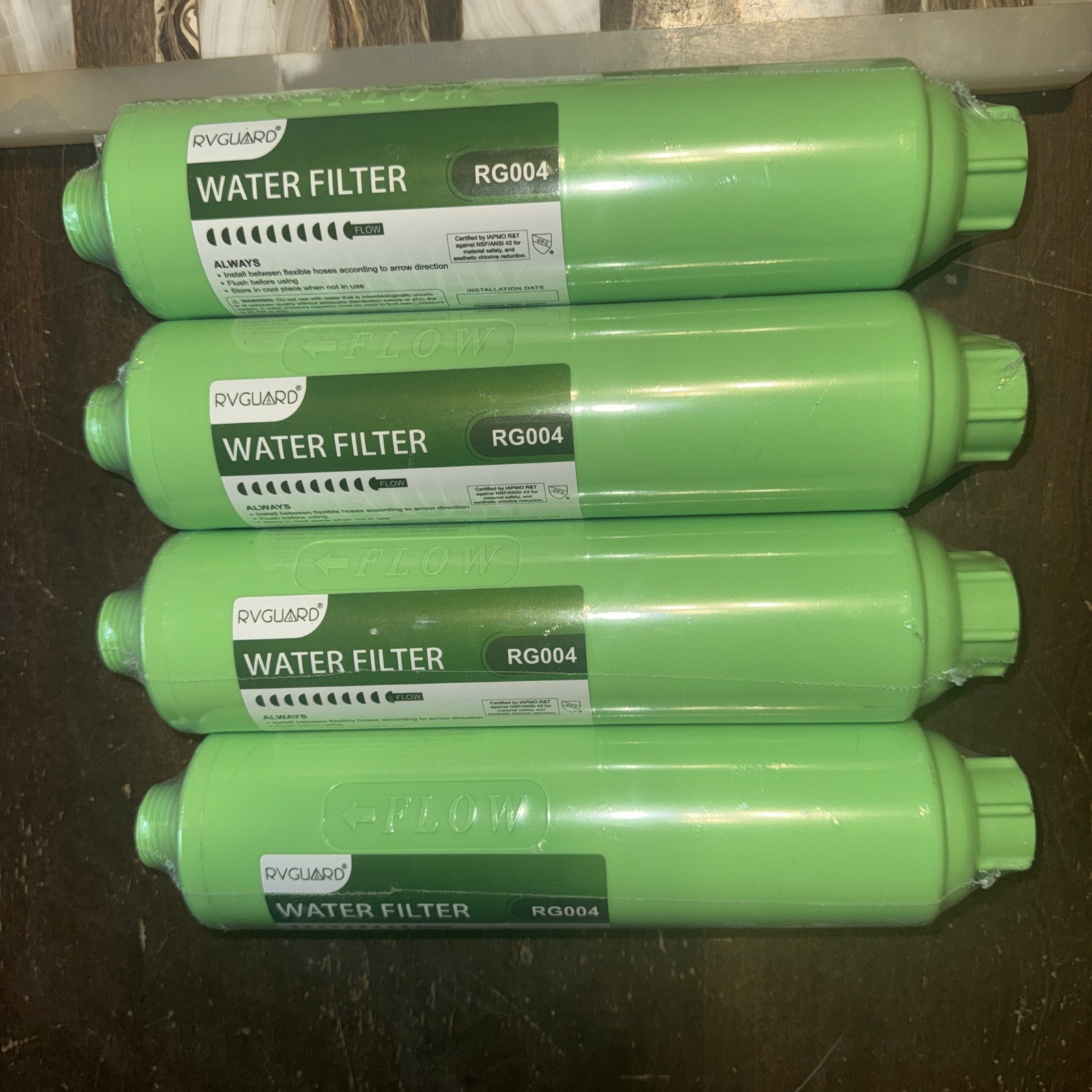 RVGUARD Inline RV Water Filter, Reduces Odors, Bad Taste, Rust, Chlorine, 4pk