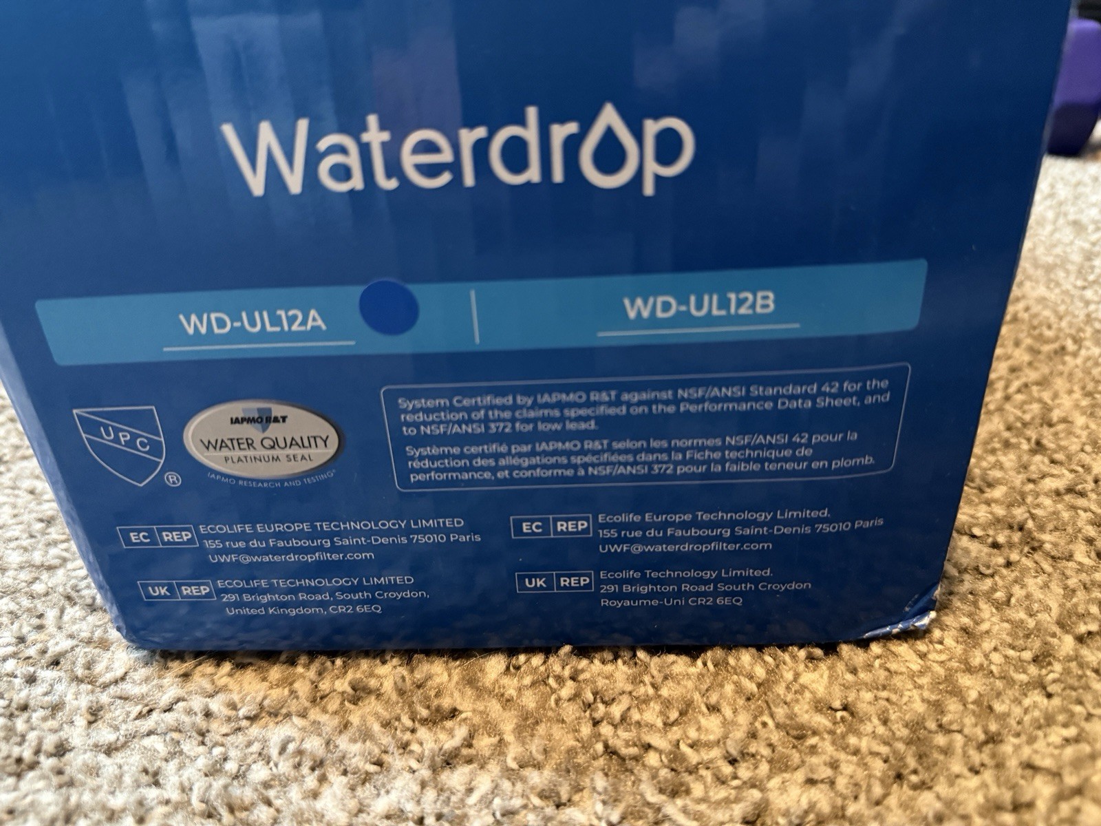 Waterdrop UL12A Under Sink Water Filter NSF/ANSI 42 Certified NEW