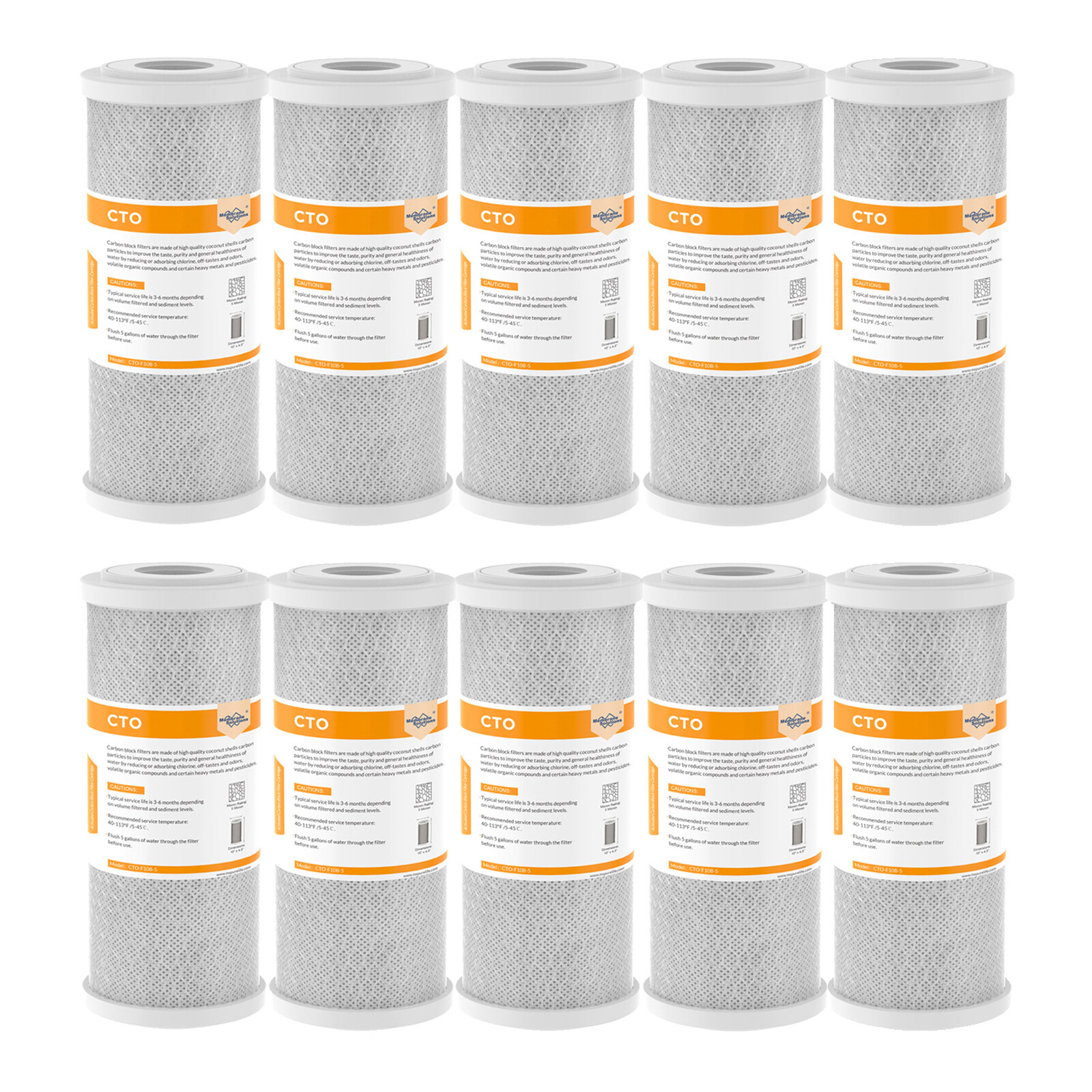 1-10 Pack 5 Micron 10″ x 4.5″ CTO Carbon Block Water Filter Purifier Whole House