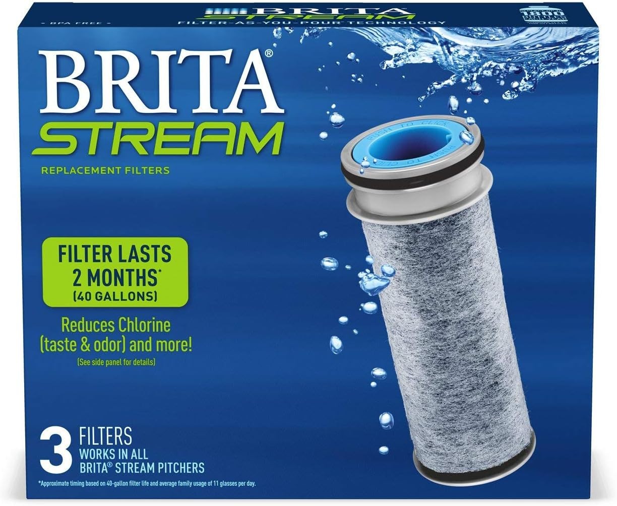 Genuine Brita Stream Replacement Water Filters – 3 Count – New 40 Gallon
