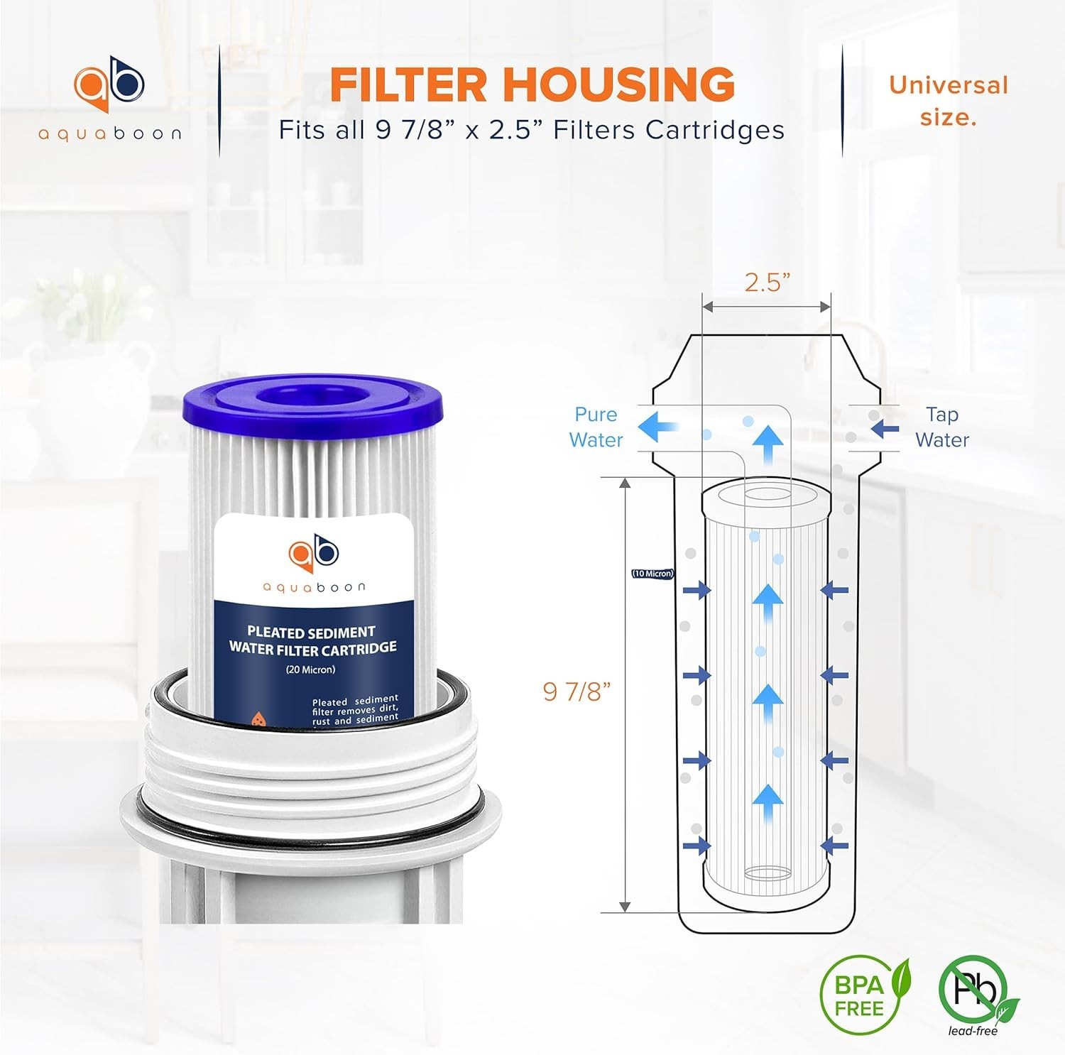Pleated Sediment Water Filter 10 Inch 2.5 Inch Polyester for Home Filtration