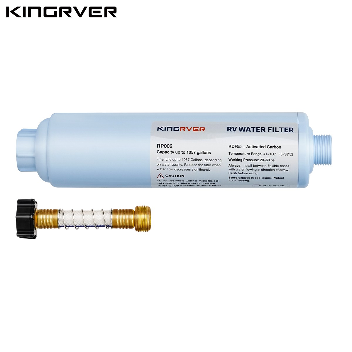 1 Pack Inline Water Filter with Hose Protector for 3/4″ Garden Hose, RV, Camper