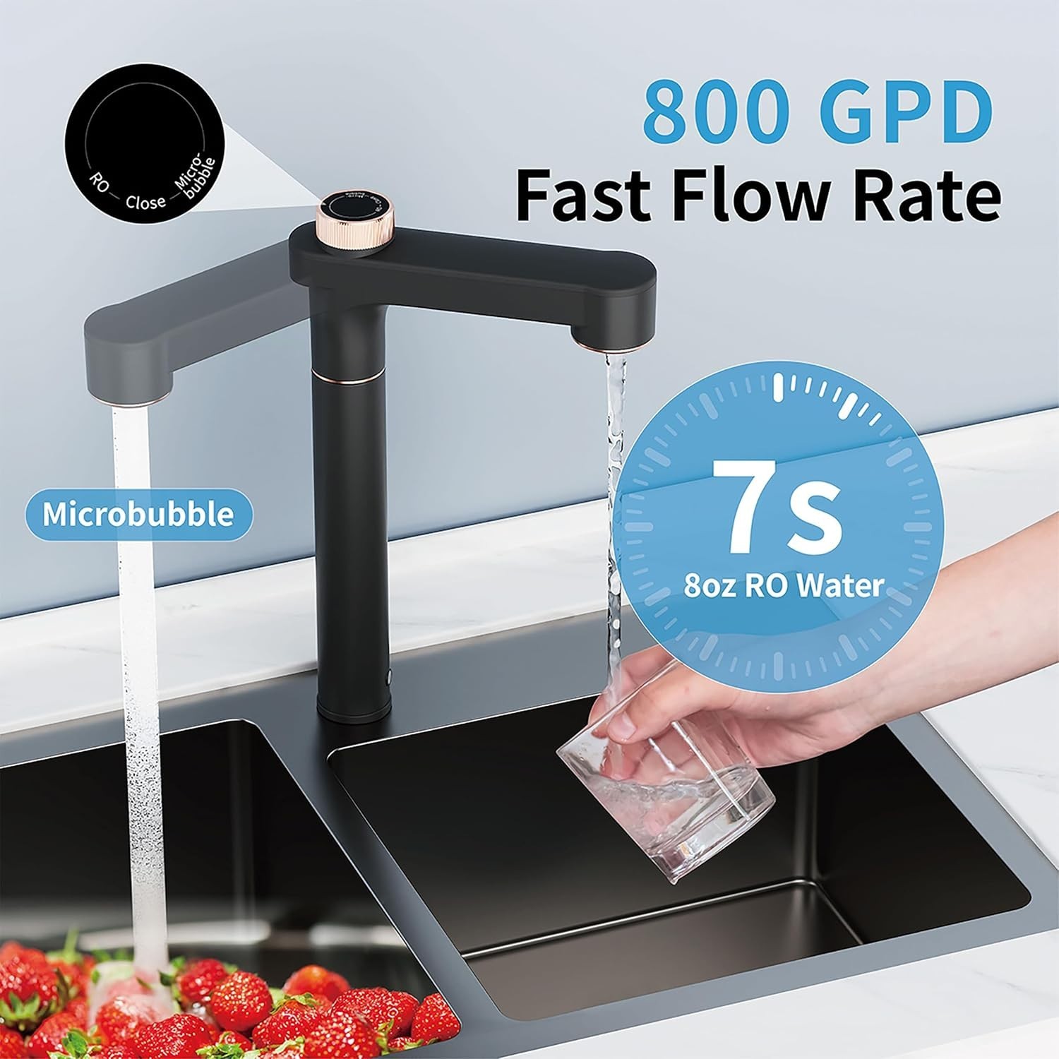 800 GPD Tankless Reverse Osmosis System, 6-Stage Under Sink RO Water Filtrati…