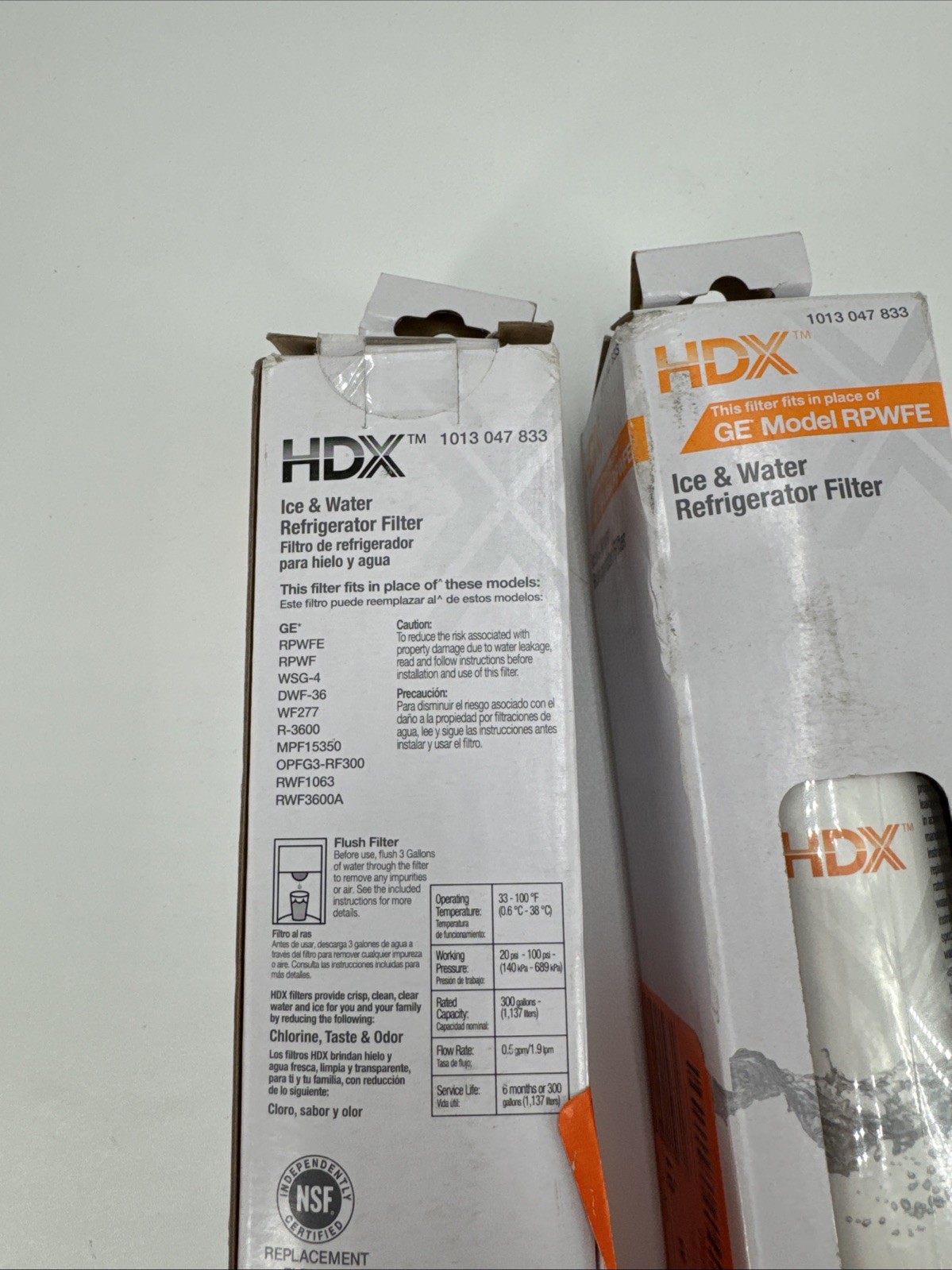 Lot of 2 HDX EQG-2-S Refrigerator Water Filter for GE Model RPWFE Fast Shipping.