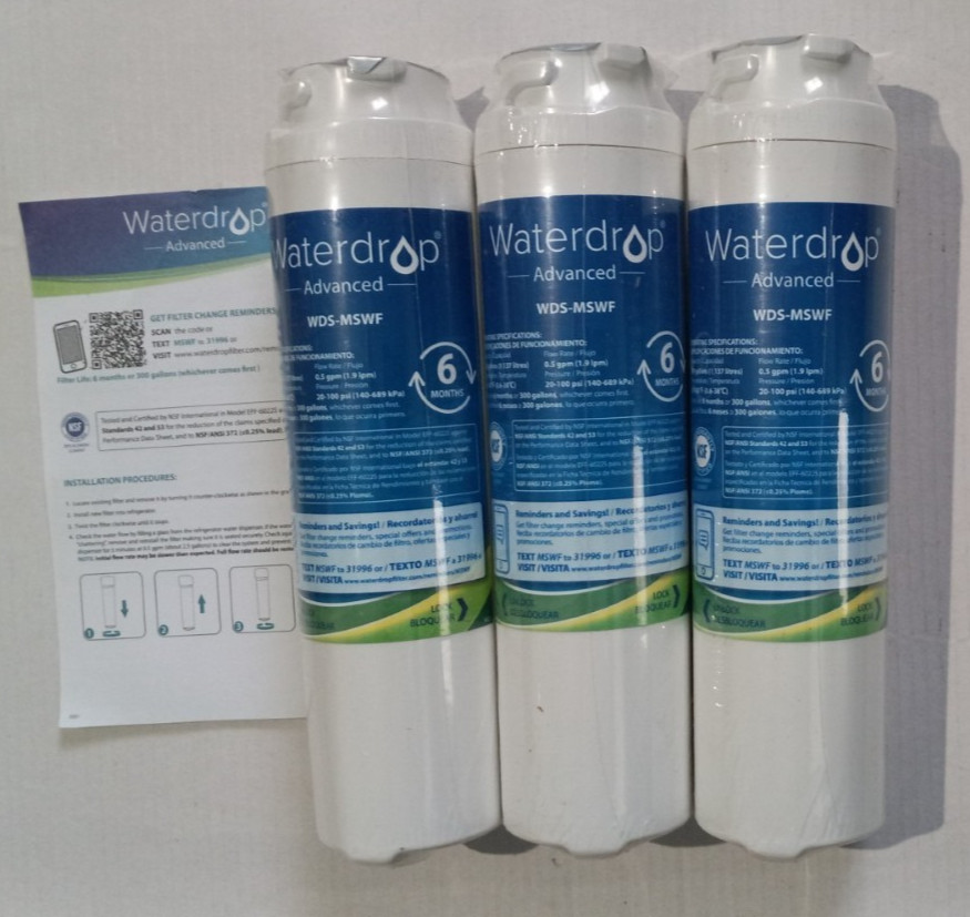 Waterdrop MSWF SmartWater Refrigerator Internal Water Filter Cartridge, 3 PACK