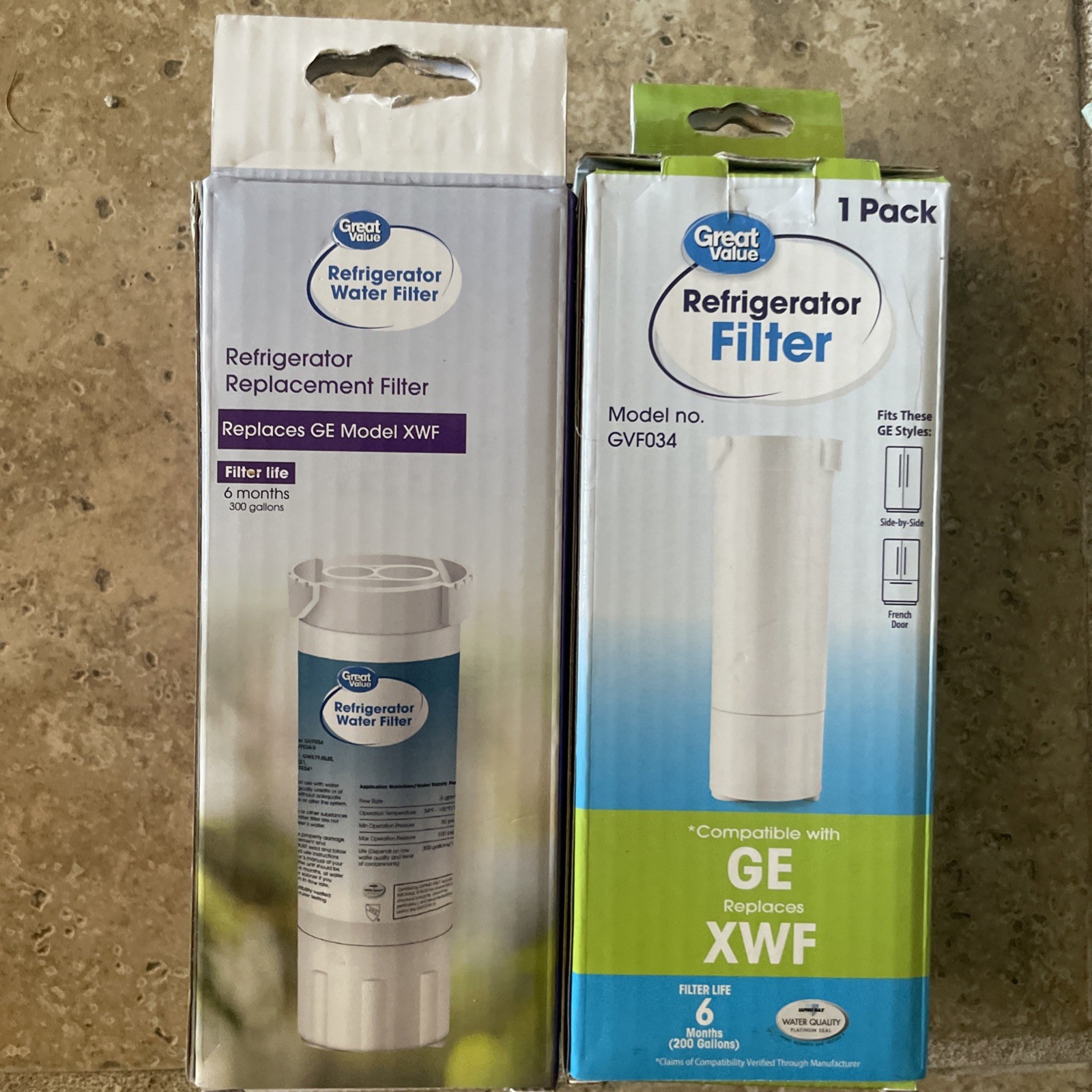 2 Pack GREAT VALUE XWF Refrigerator Water Filter Replacement for GE XWF New